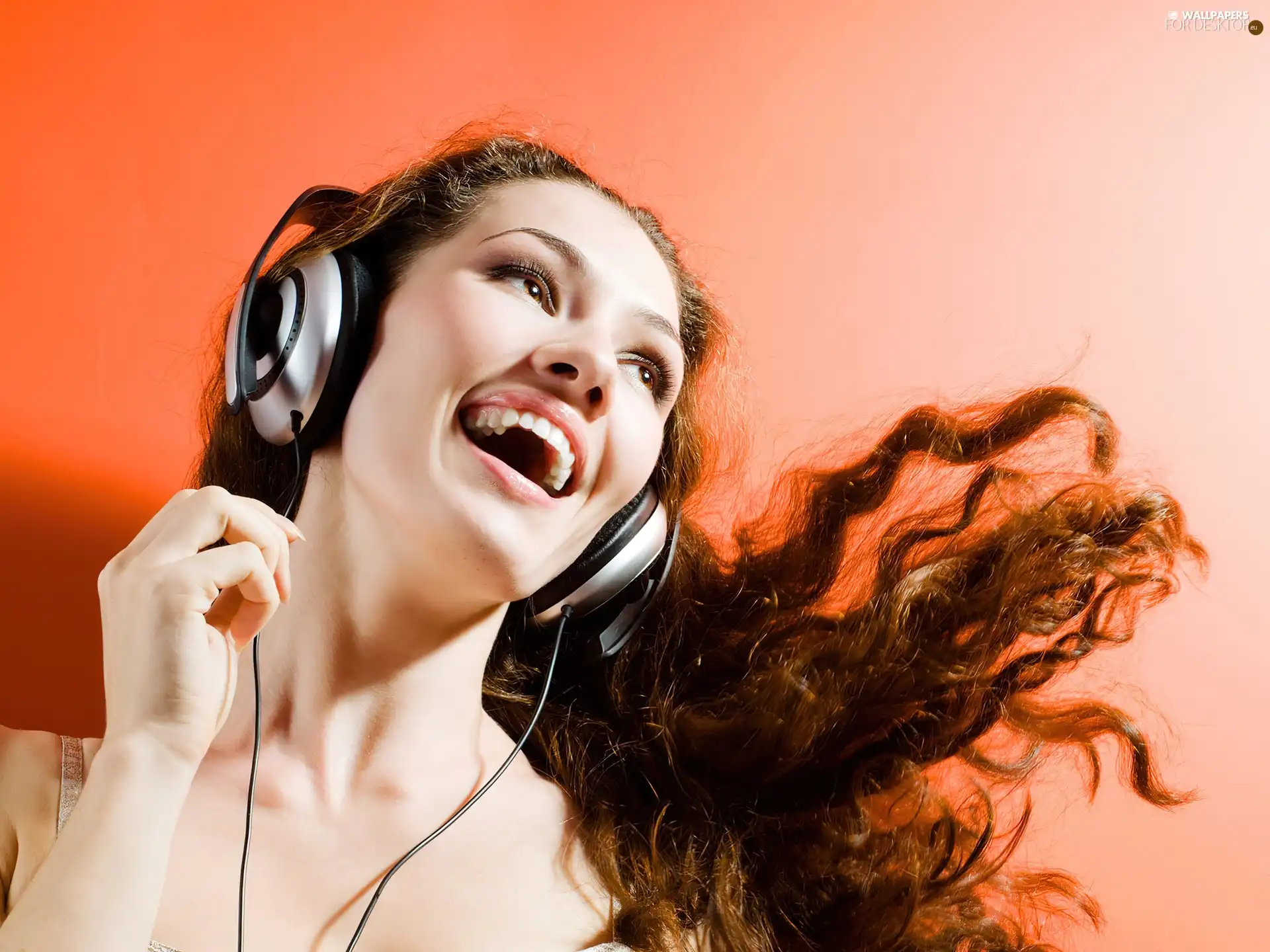 HEADPHONES, girl, Smile