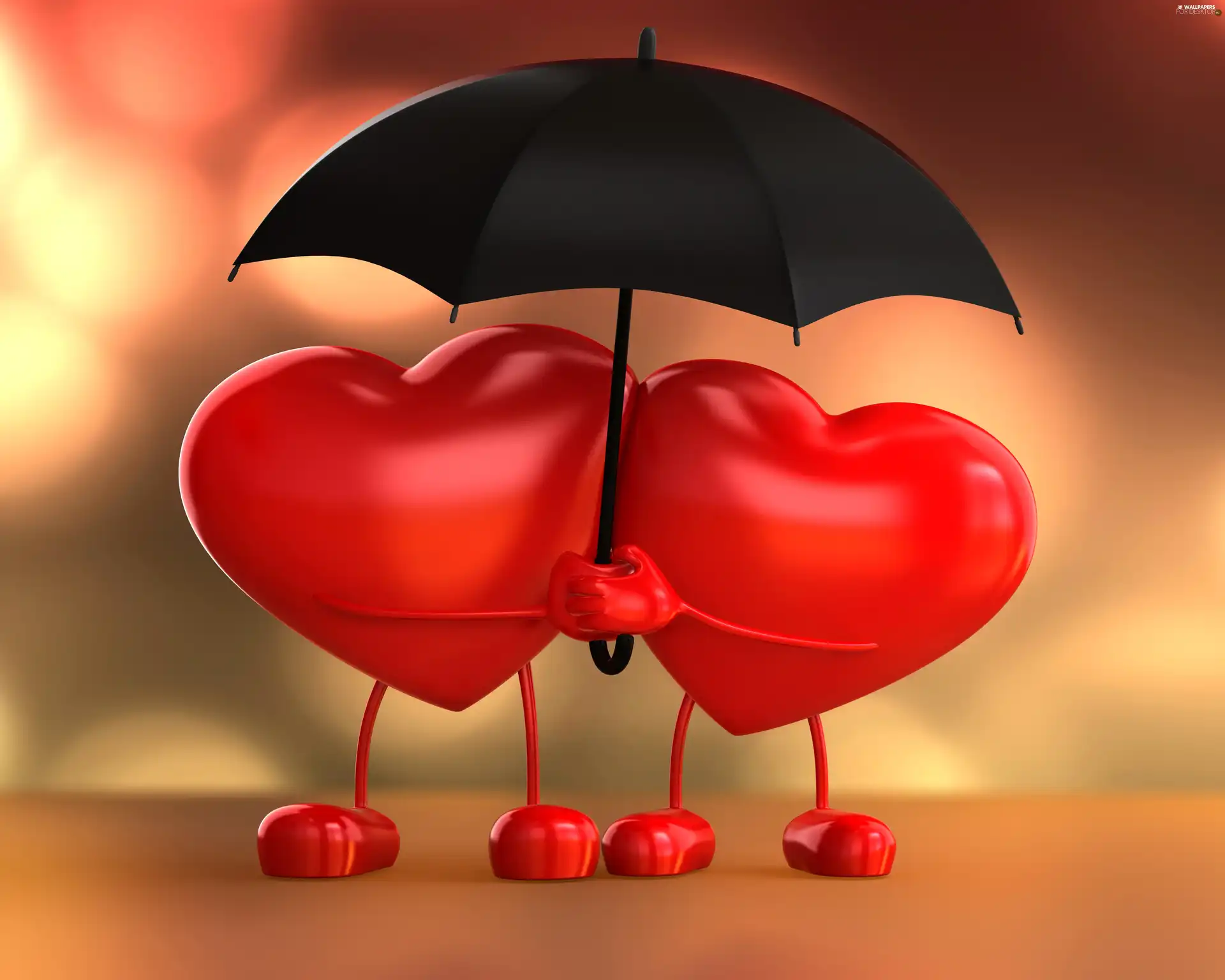 Umbrella, heart, Valentine