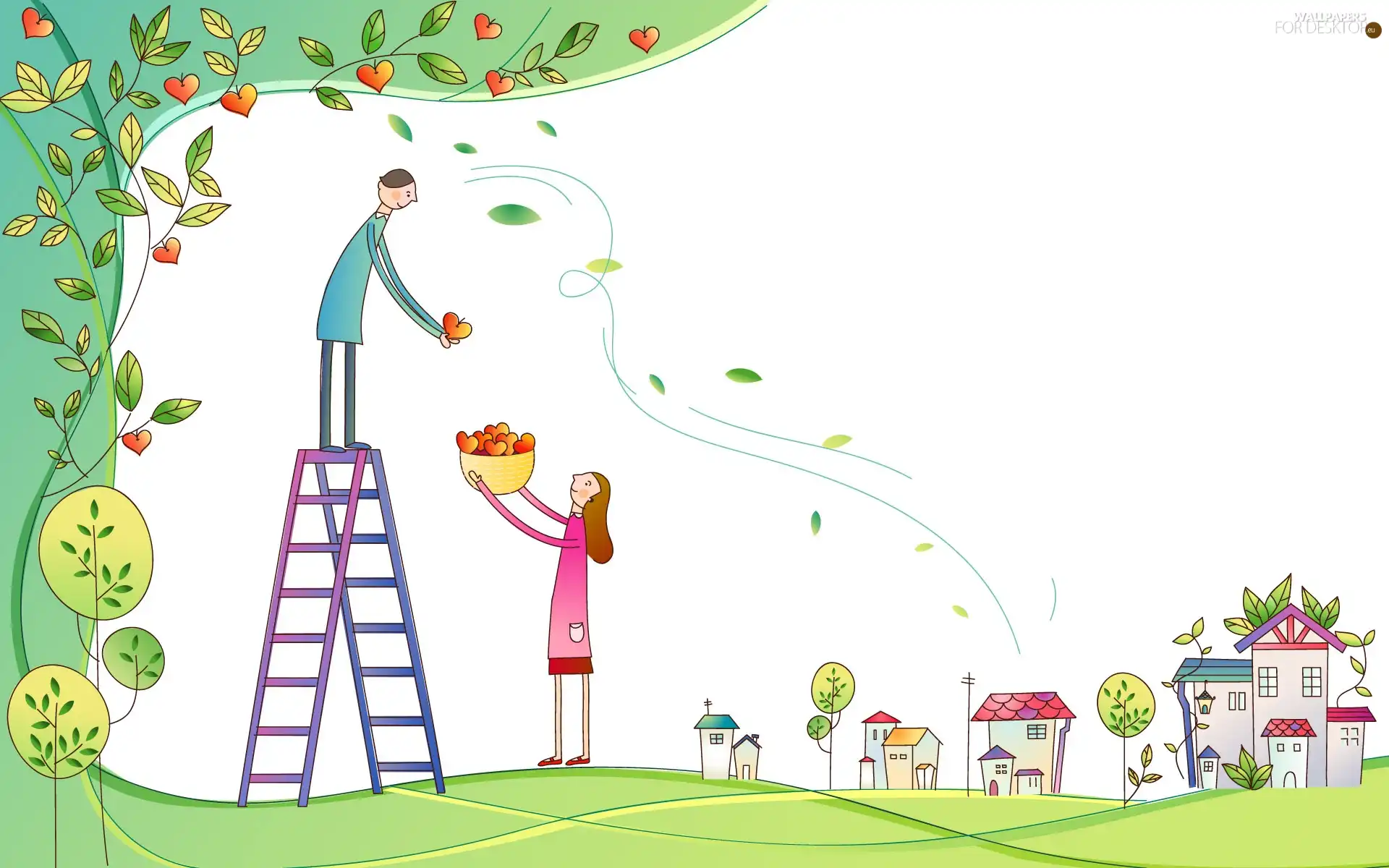 hearts, Ladder, apples