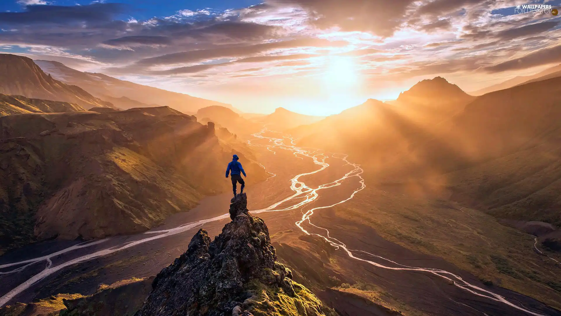 Himalayas, Mountains, rocks, Human, Great Sunsets, Nepal, River, clouds, Valley