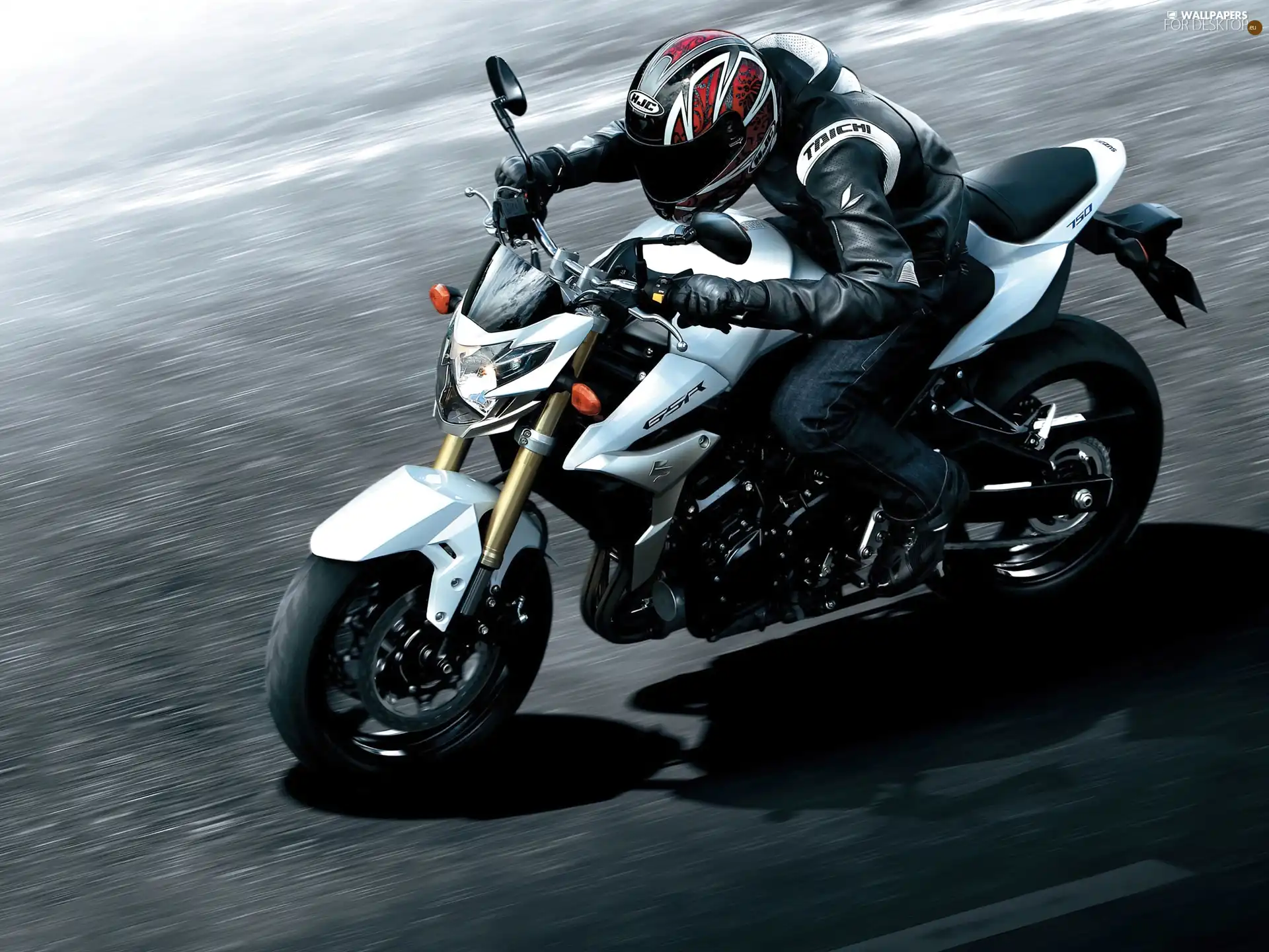 White, helmet, HJC, Suzuki GSR750