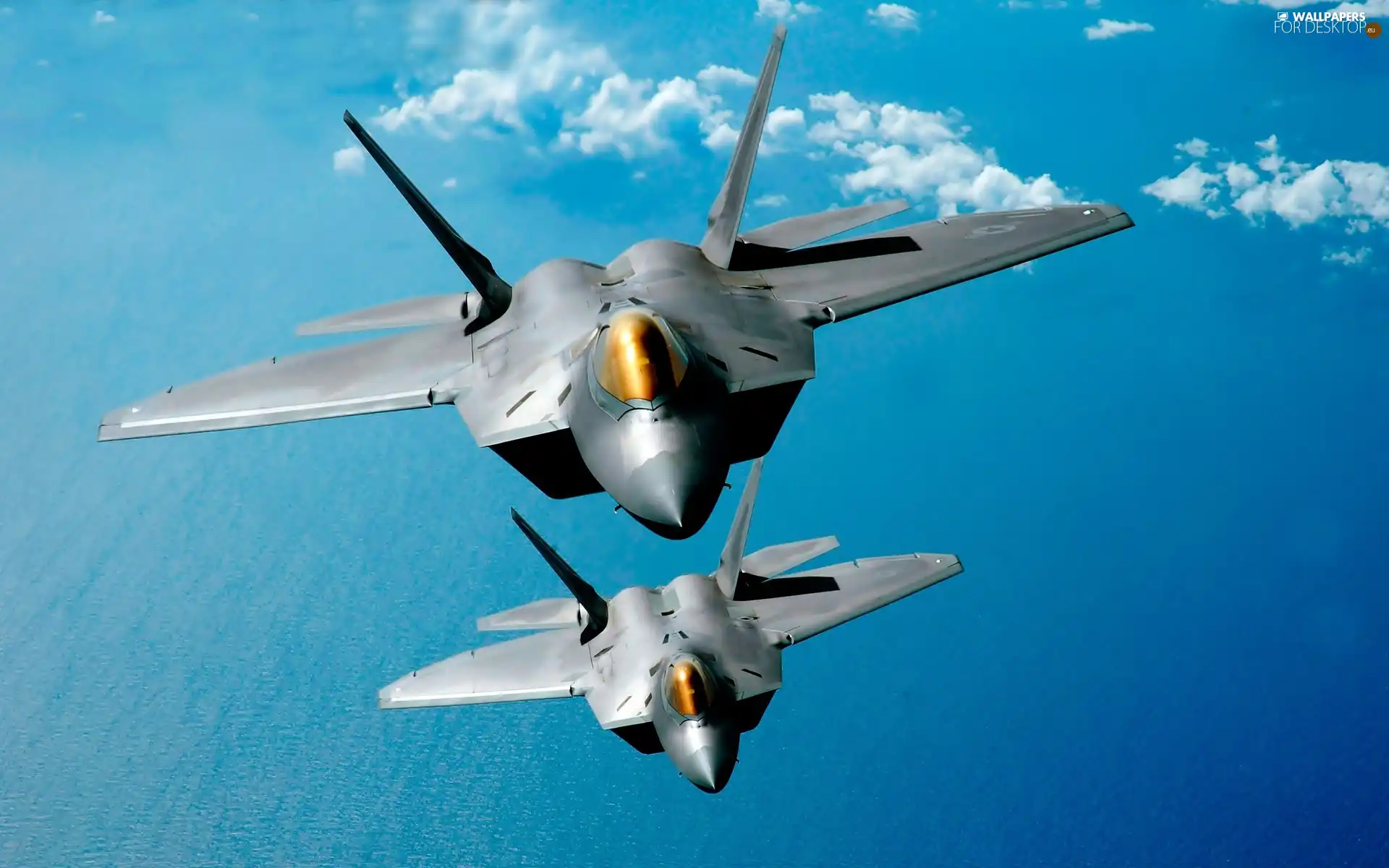 hunting, Two cars, F22, Sky, Raptor, Planes