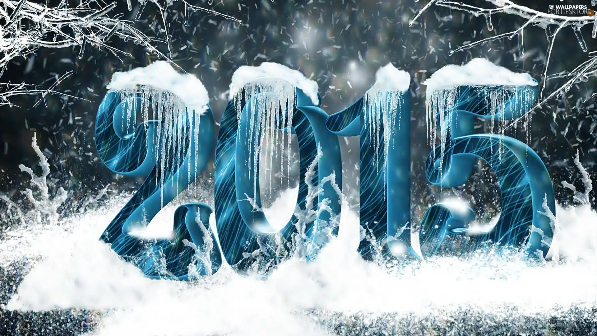 New Year, snow, icicle, 2015