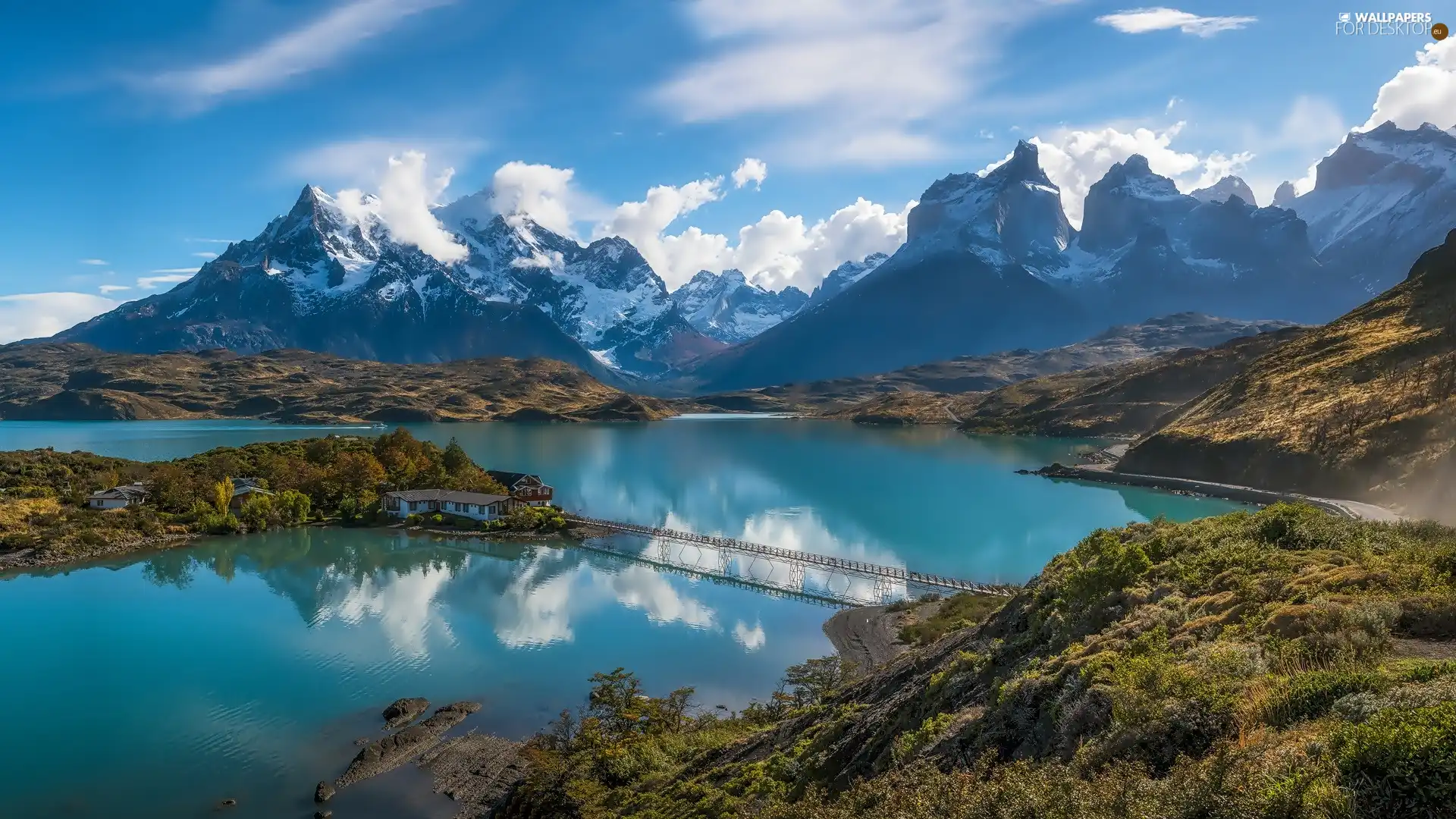 Island, Mountains, sea