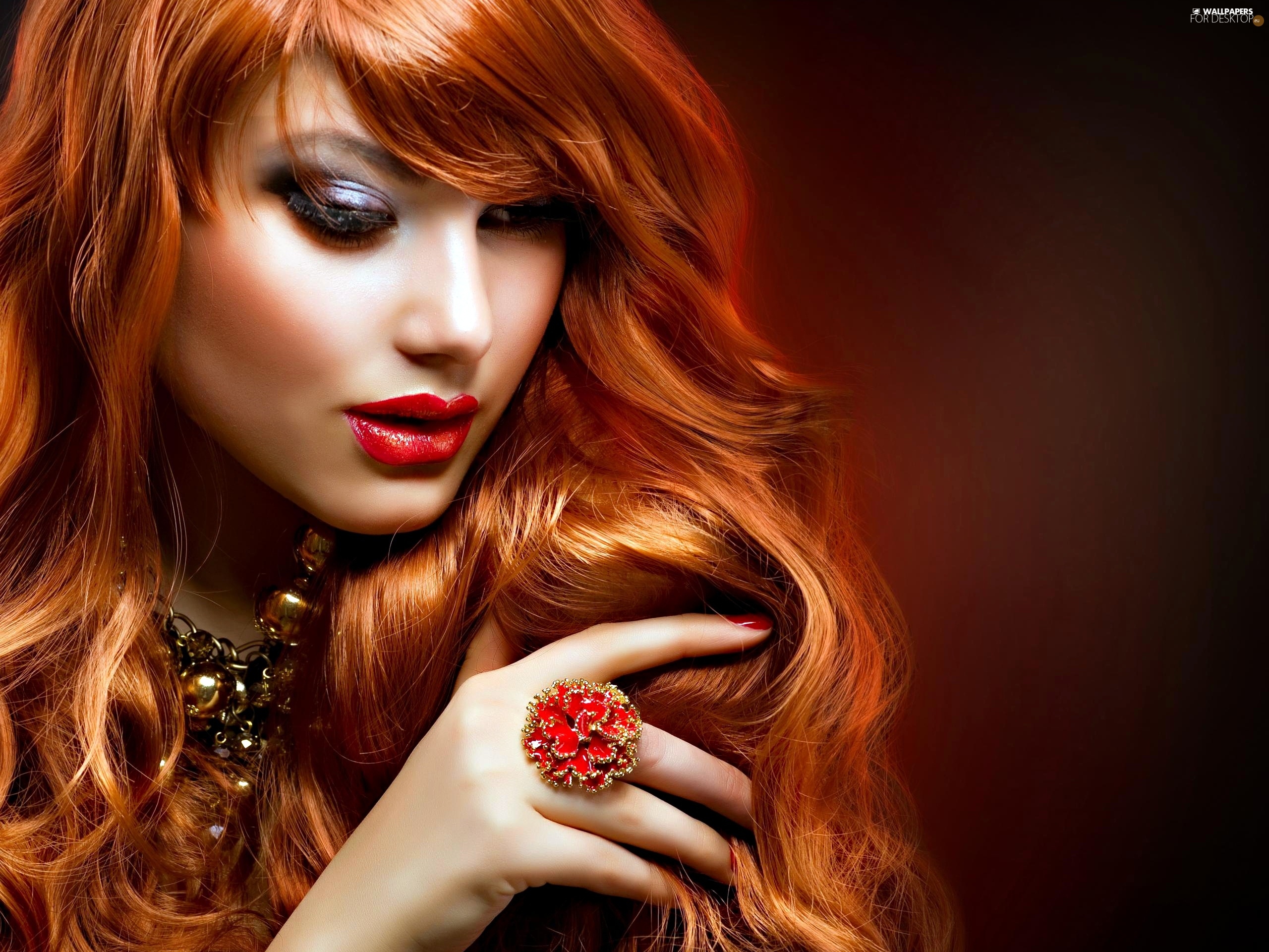 redhead, jewellery, Anna Subbotina, beauty For desktop wallpapers