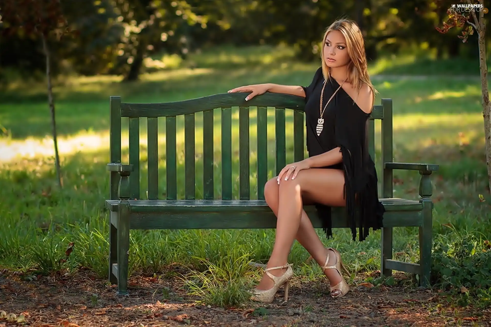 Women, Bench, jewellery, Park