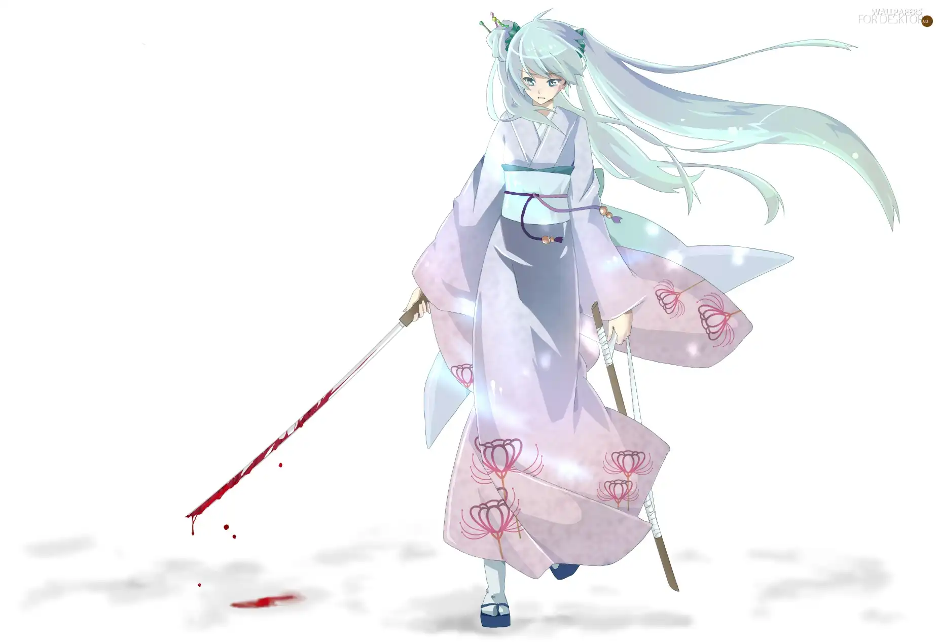 blood, Hatsune Miku, katana