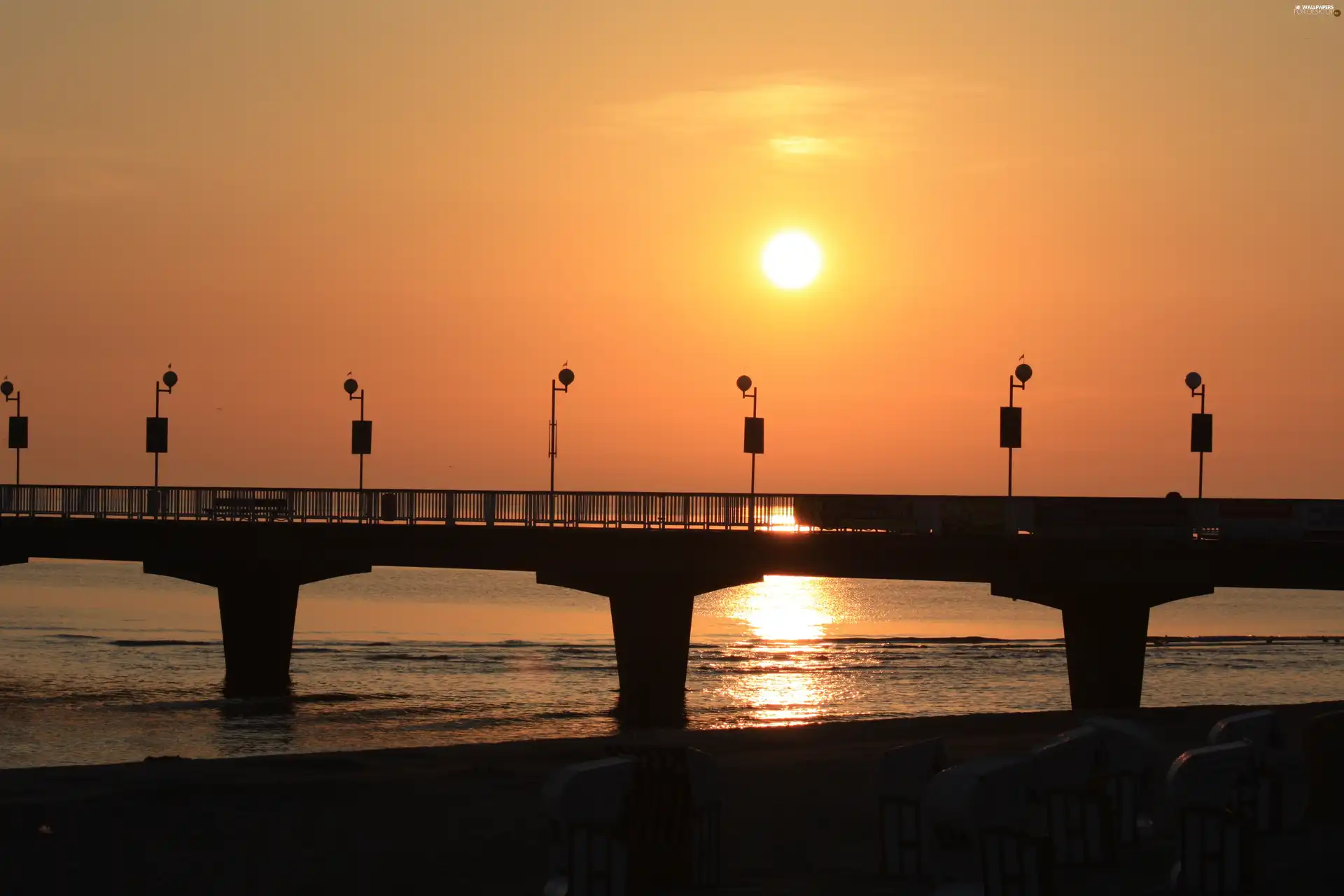 Kolobrzeg, Sunrise, pier