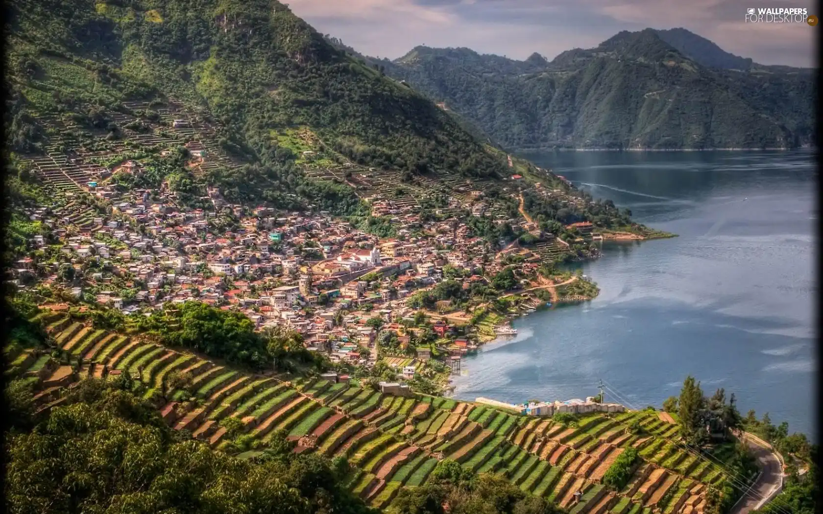 Lake Atitlan, Town, lake, Guatemala