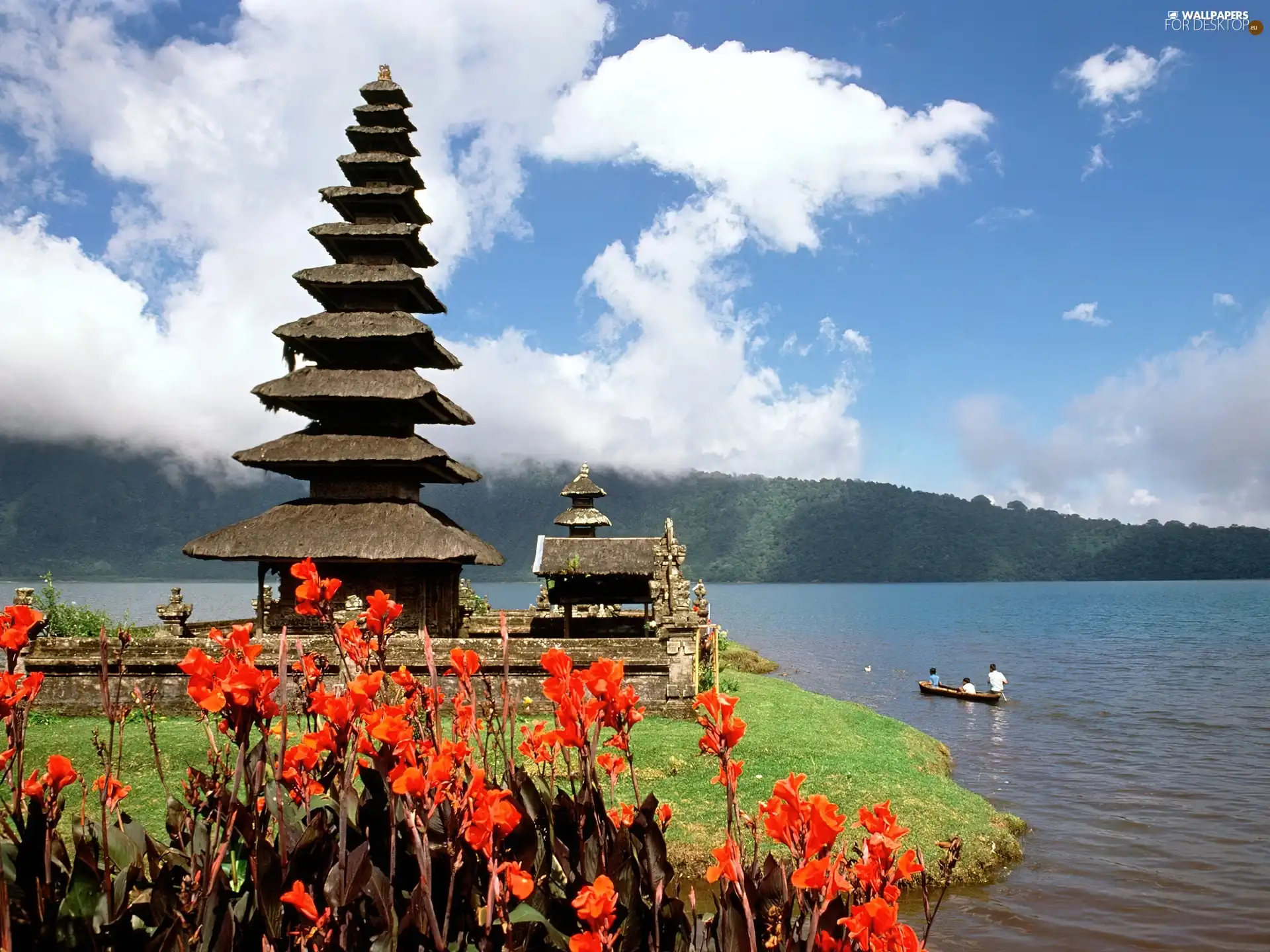 Danu, temple, Bratan, Ulun, indonesia, lake, Bali