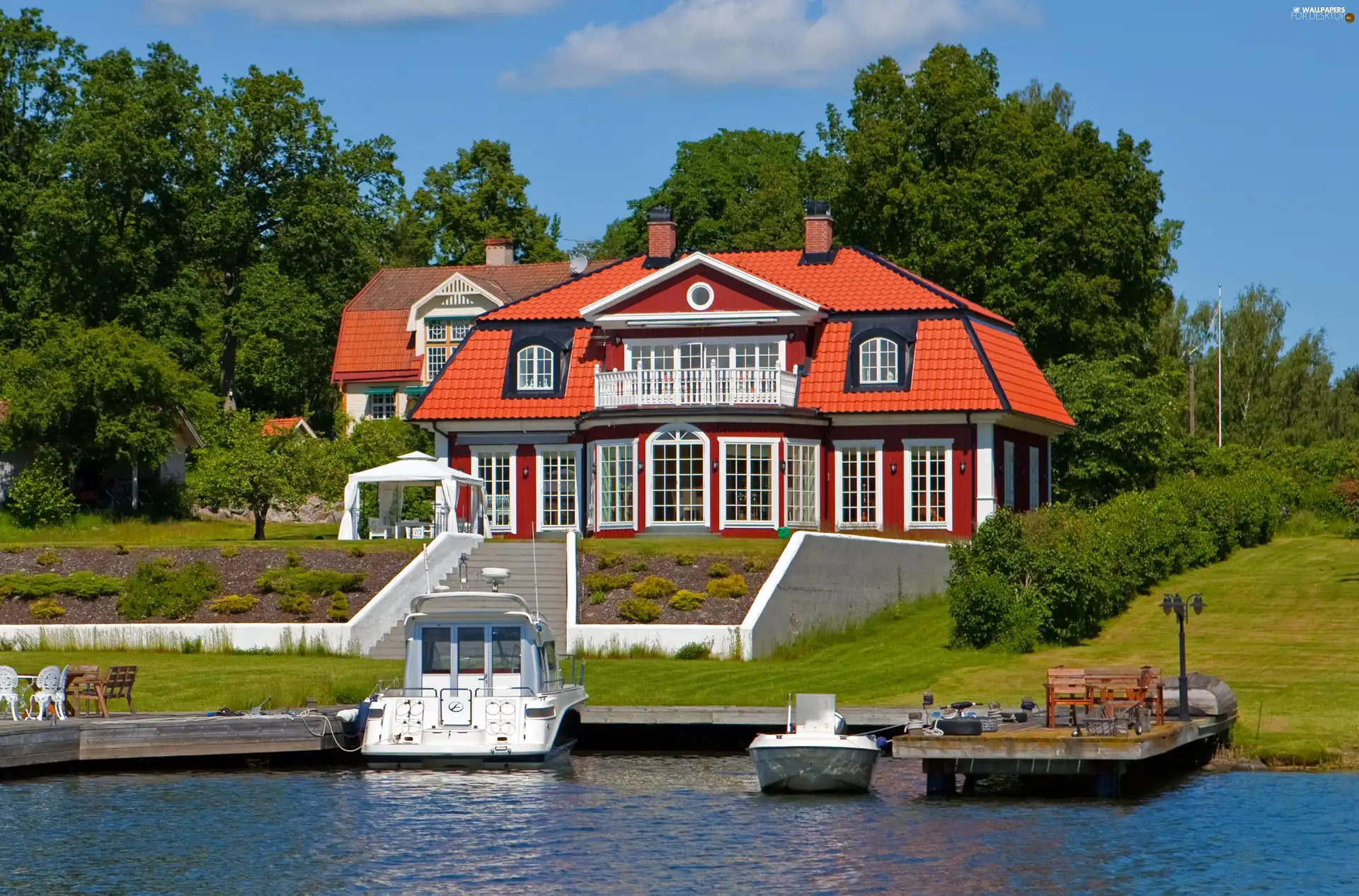 lake, house, by