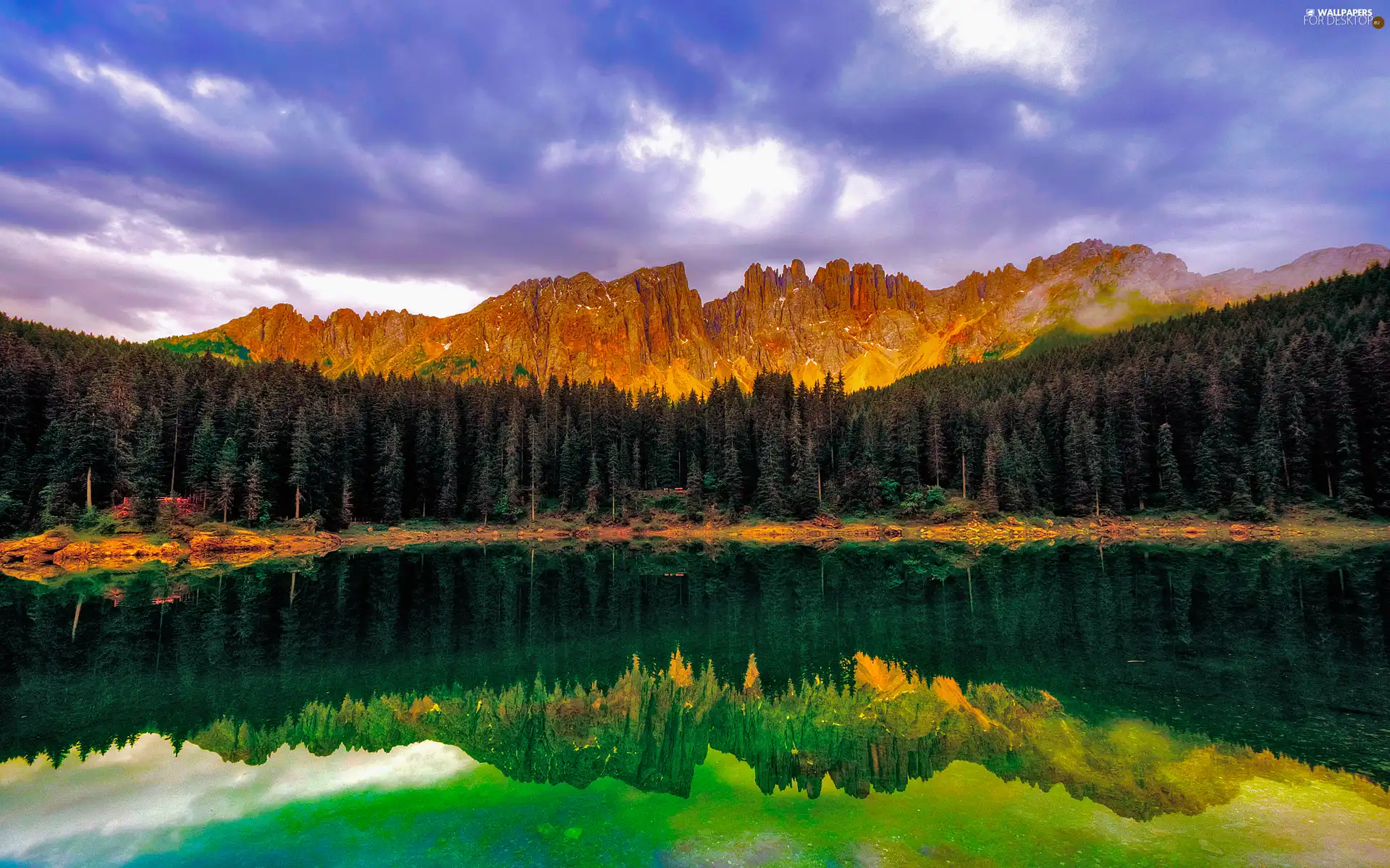 lake, mountains, forest