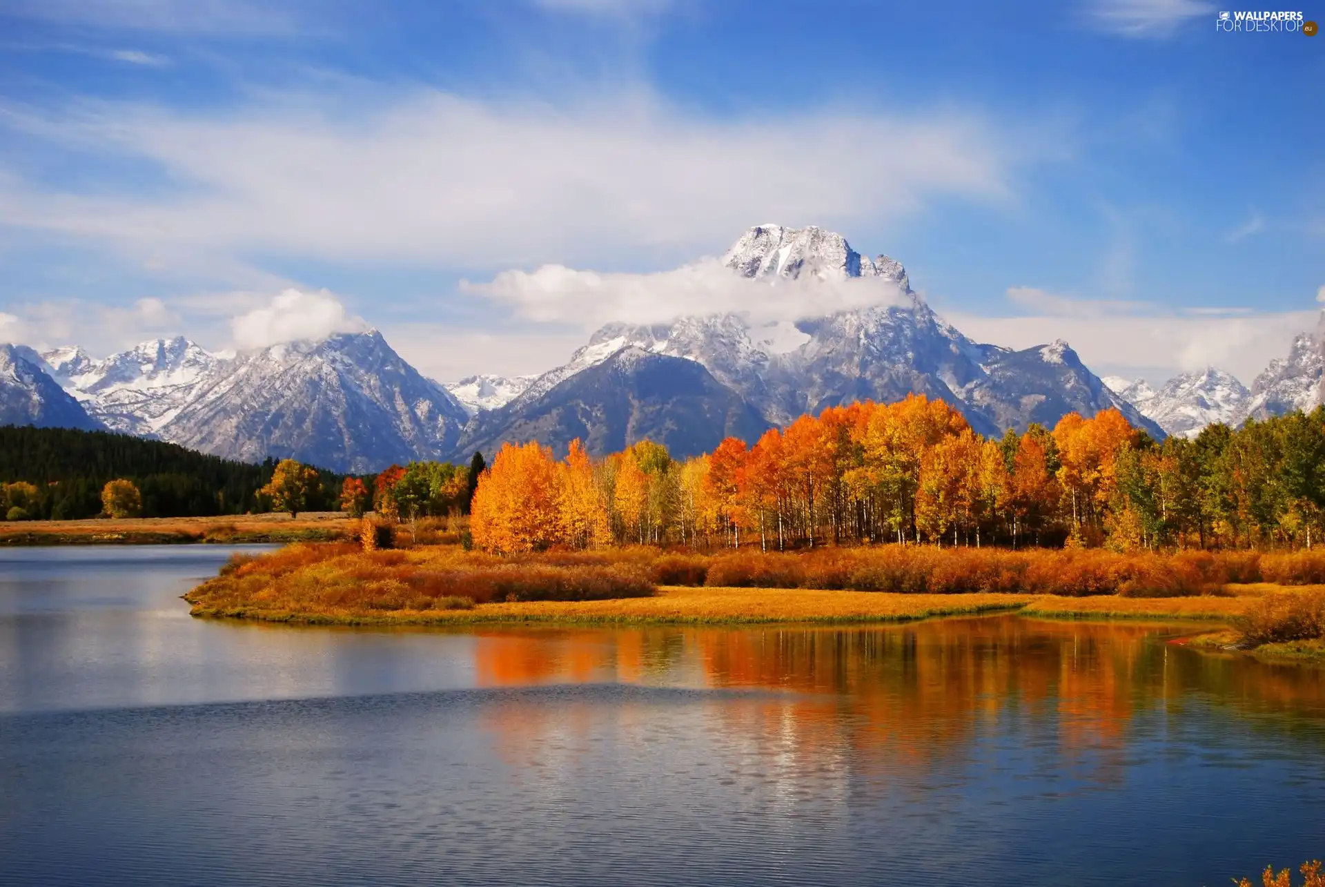 lake, Mountains, forest