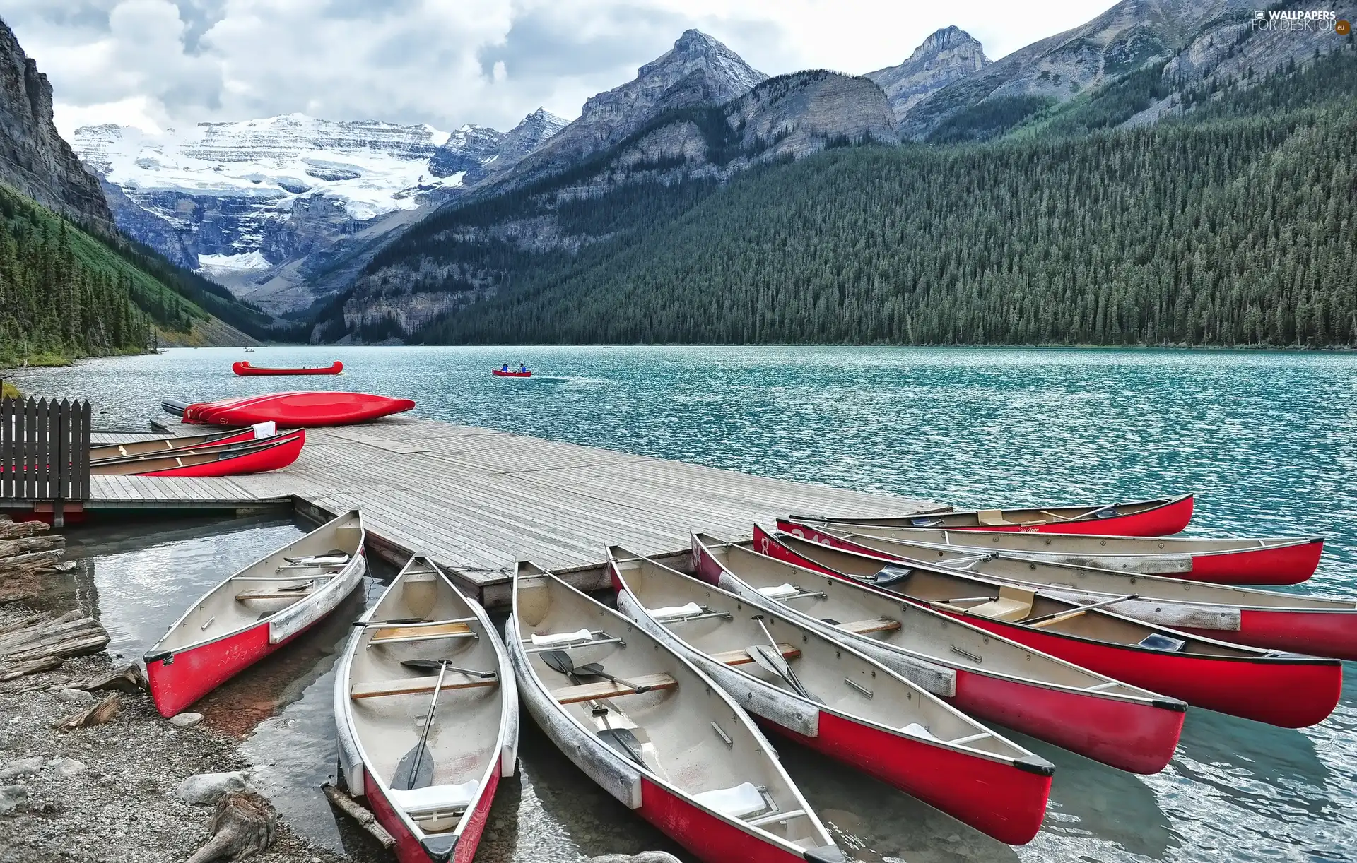 Harbour, Mountains, lake, Boats