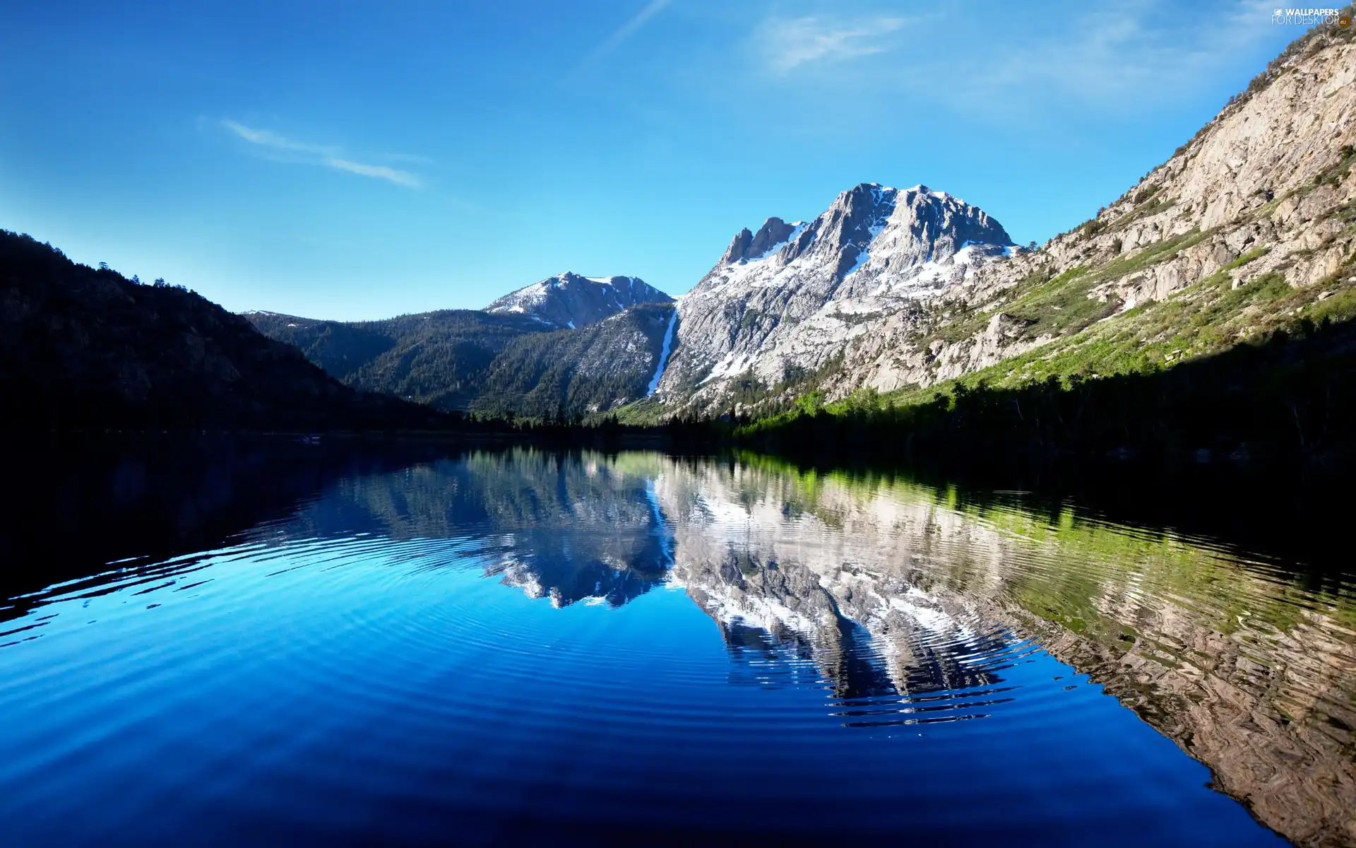 Mountains, lake