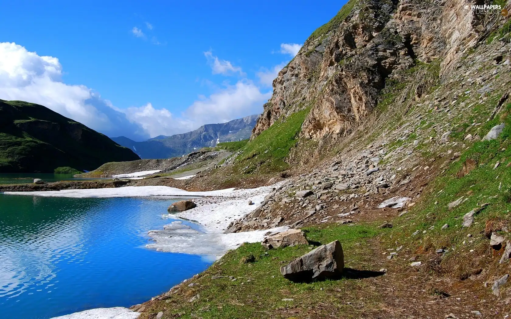 Mountains, Stones, lake, rocks