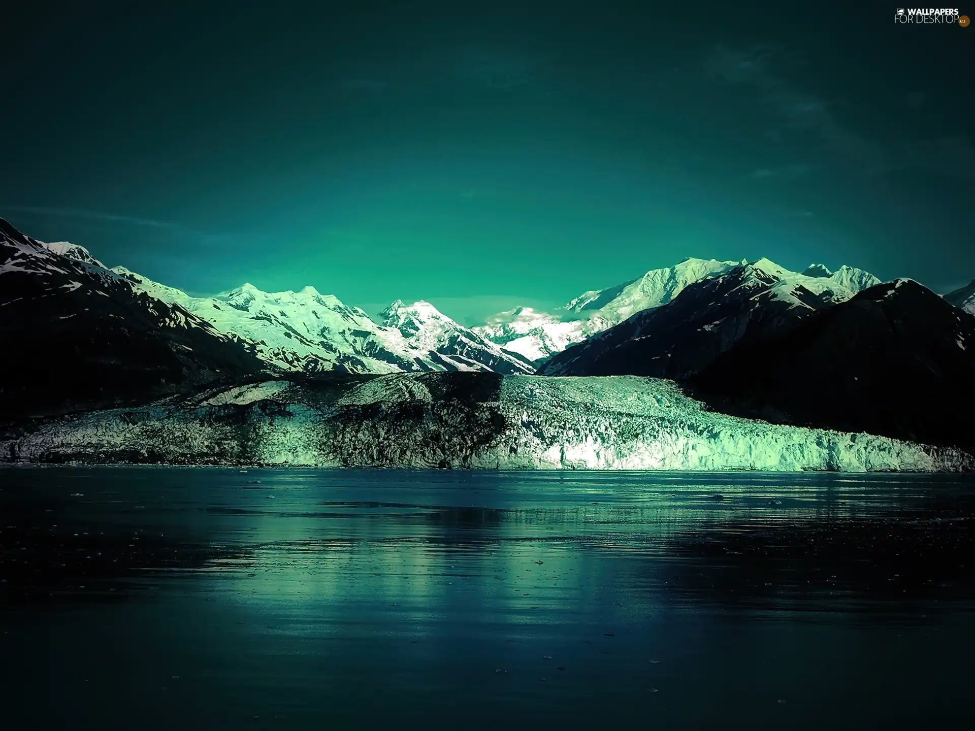 lake, Mountains, night