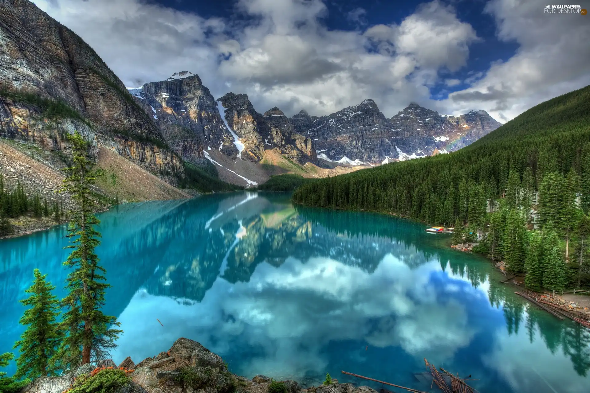 lake, Mountains, woods