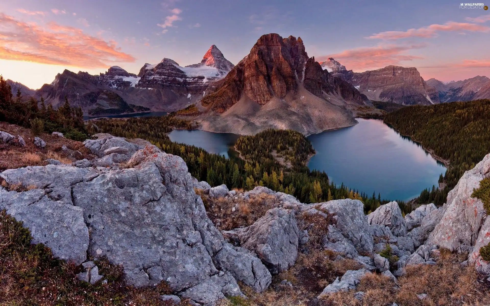 west, rocks, lakes, sun