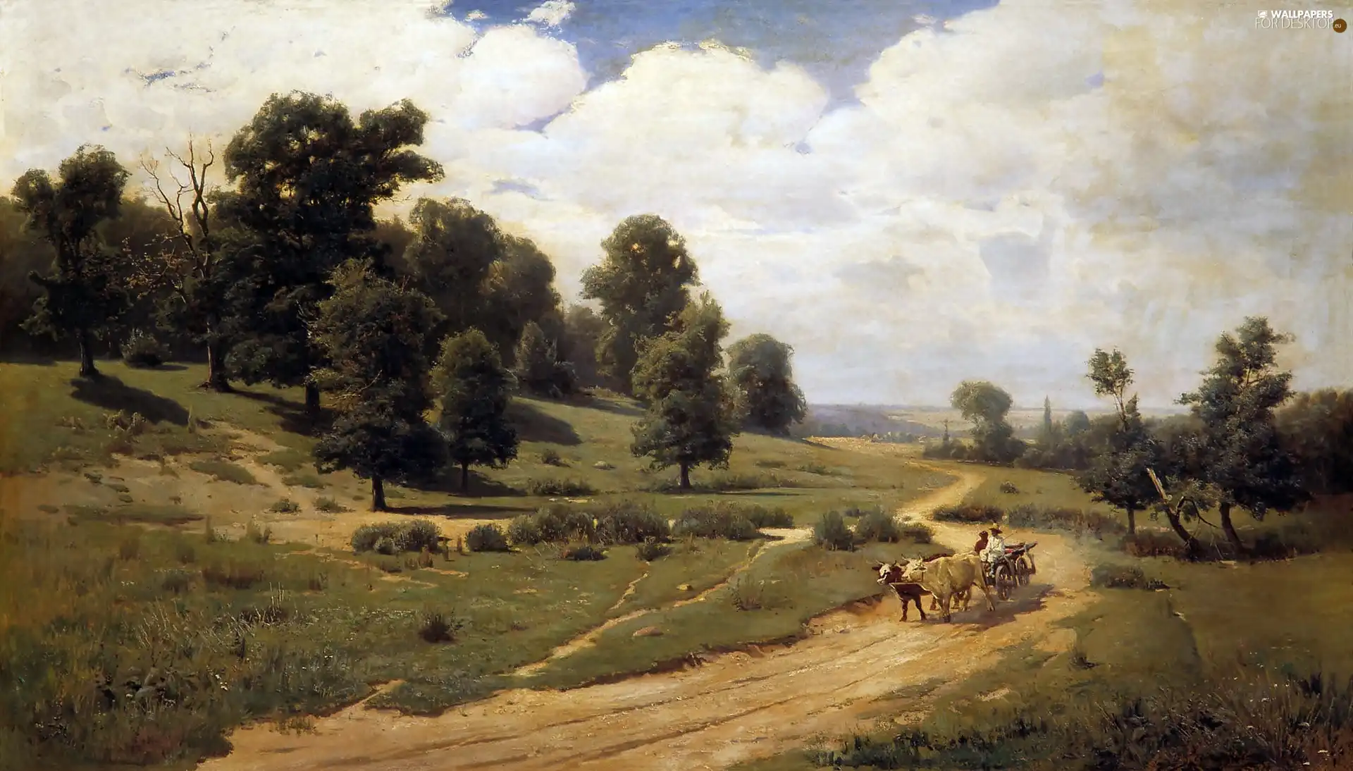 landscape, Sergei, oxen, In the Team, country, Wasilkowski