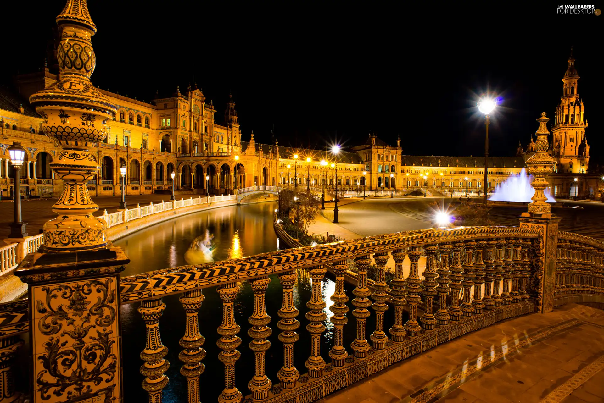 palace, Seville, lanterns, Spain