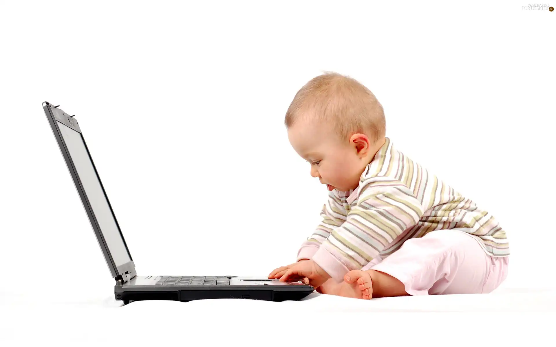 Kid, laptop