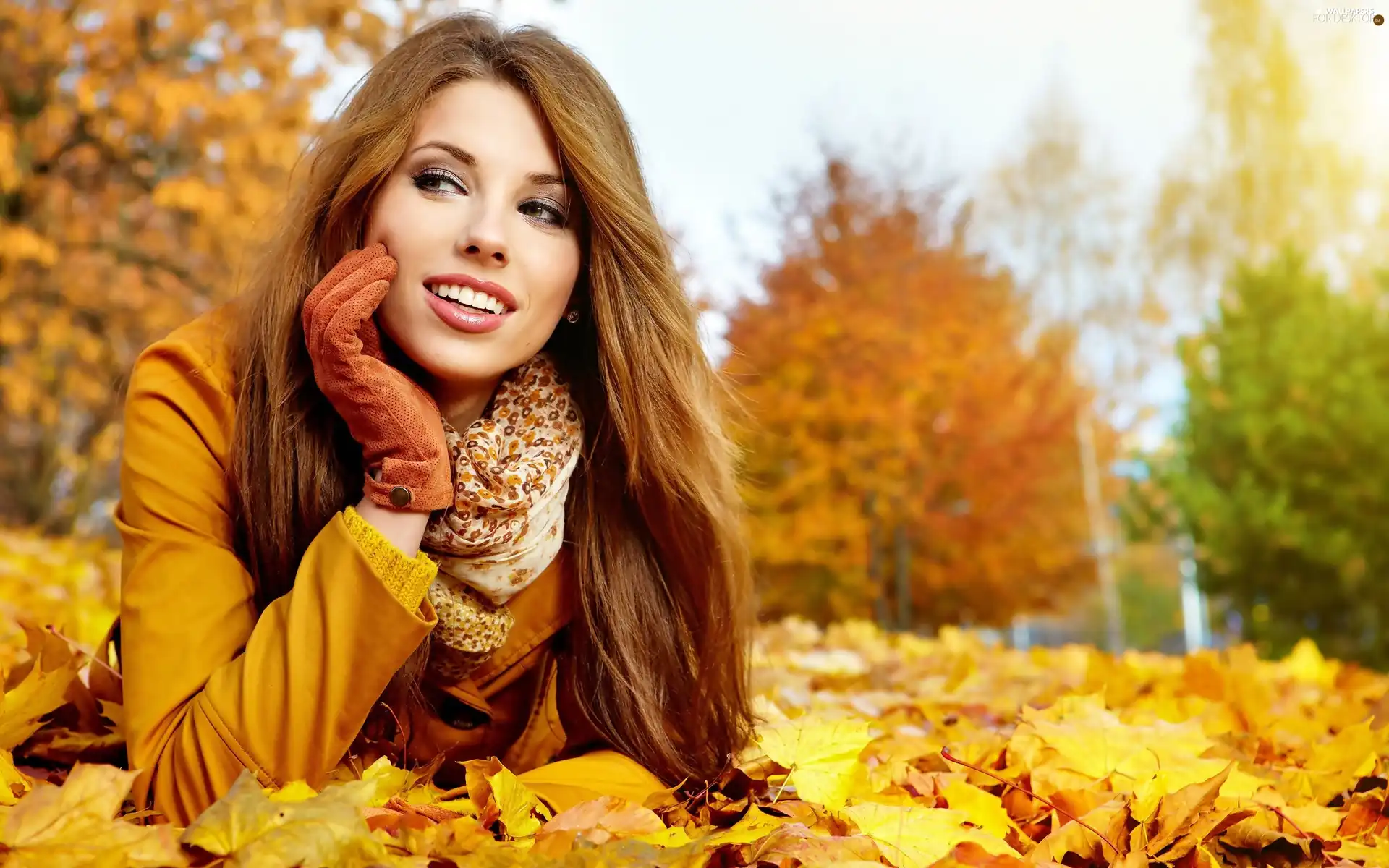 Leaf, Women, autumn - For desktop wallpapers: 2880x1800