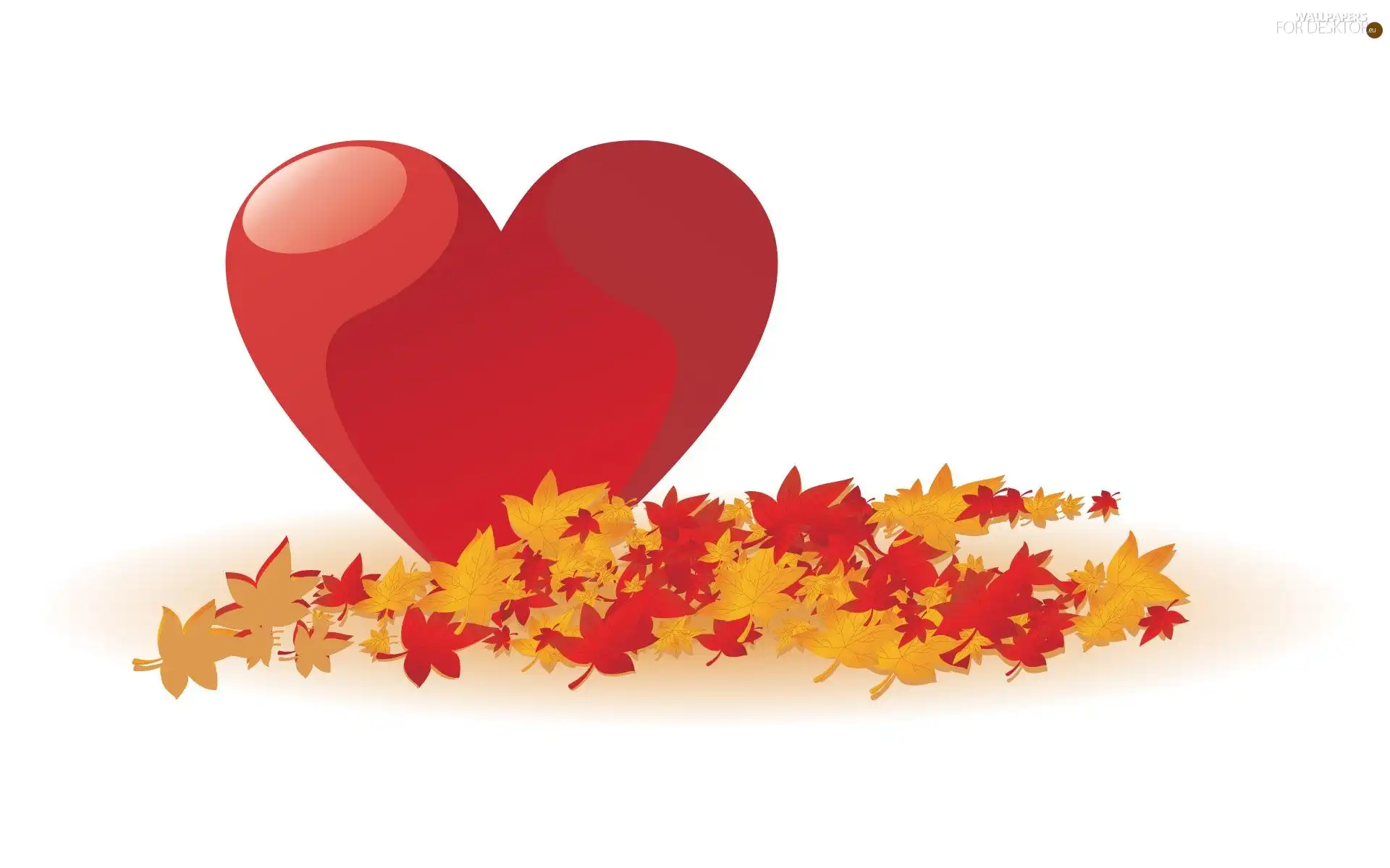 leaves, Red, Heart