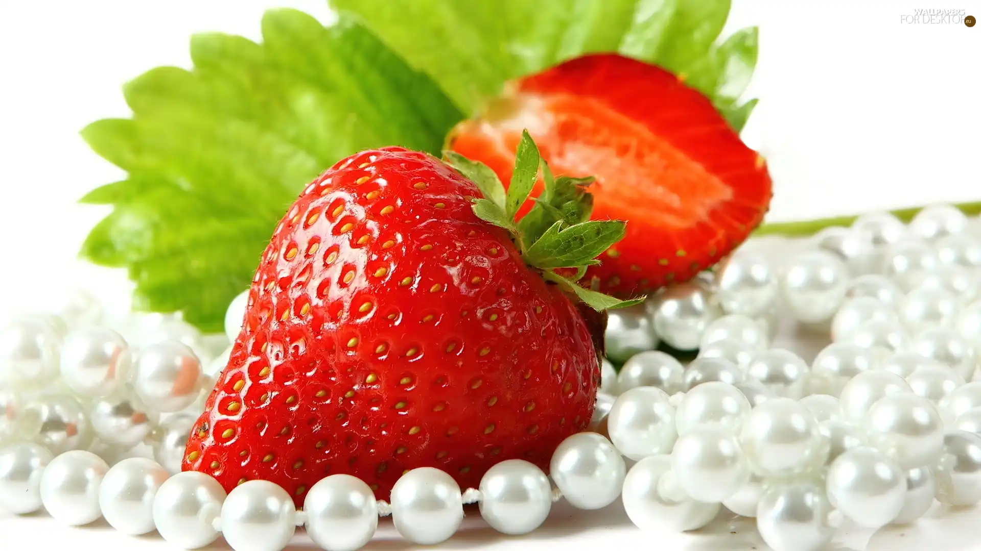leaves, strawberries, Pearl
