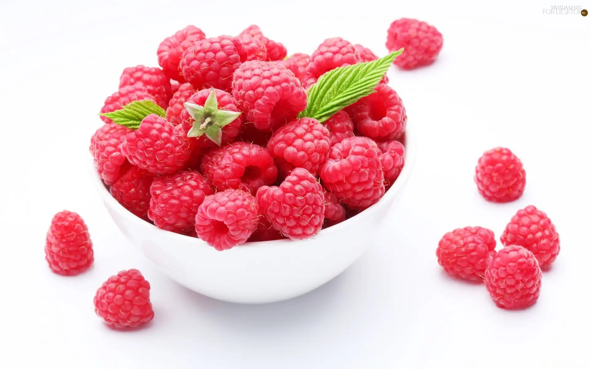 leaves, bowl, raspberry