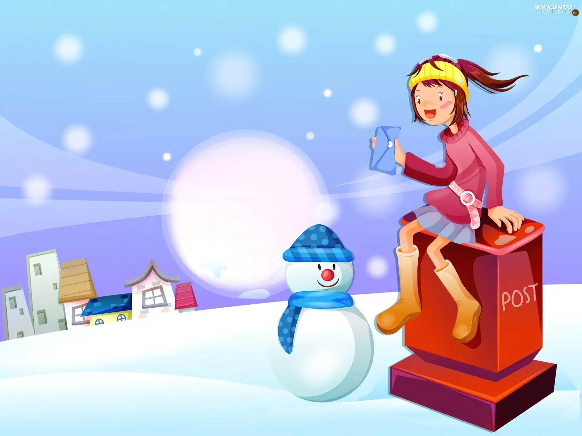 girl, Mail, letter, box