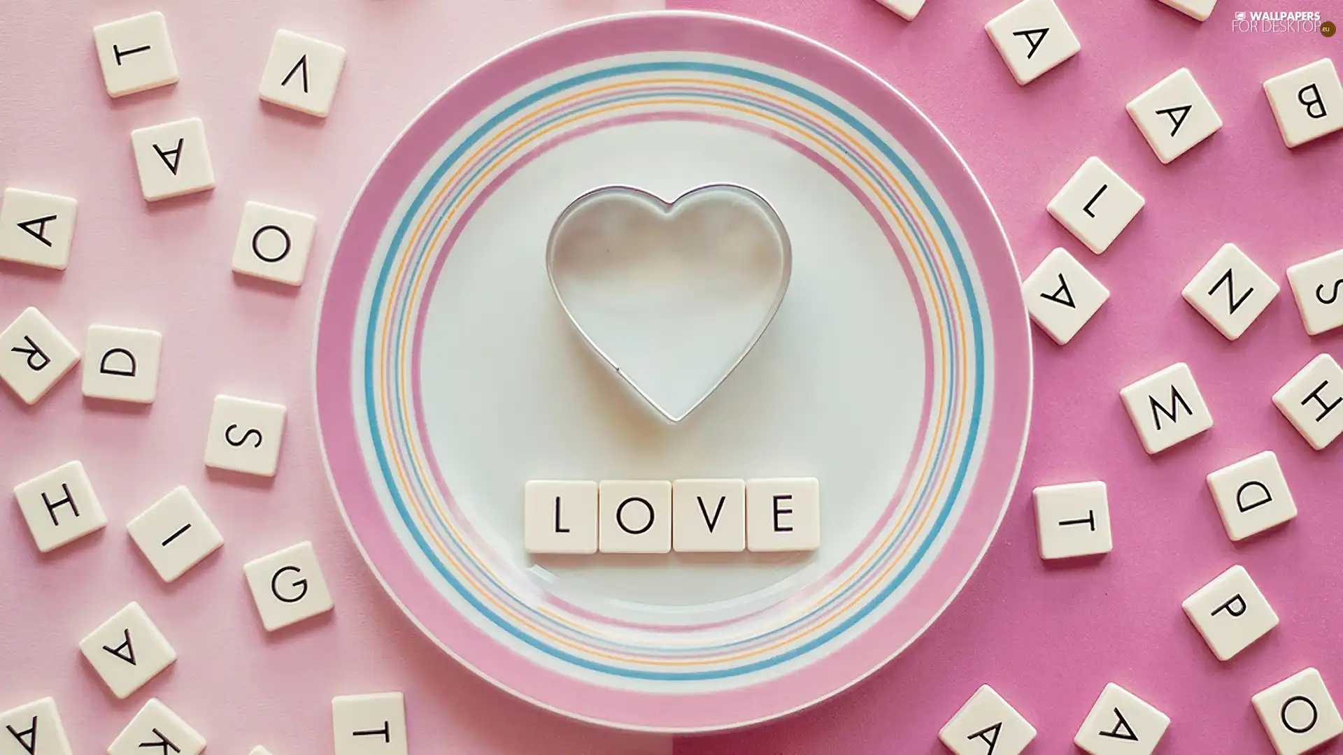 plate, love, letters, Heart teddybear