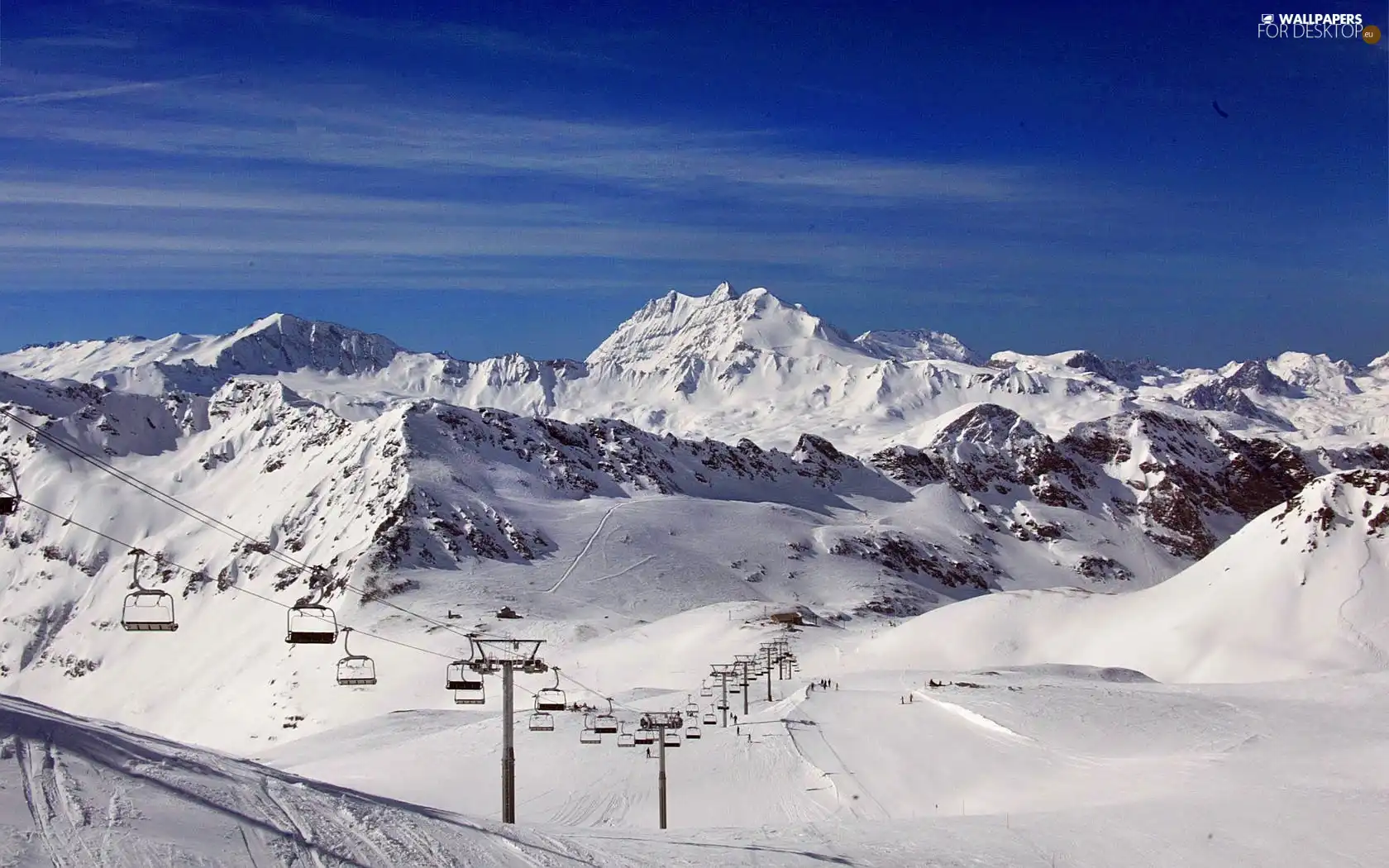 Lift, ski, Sky, snow, Mountains