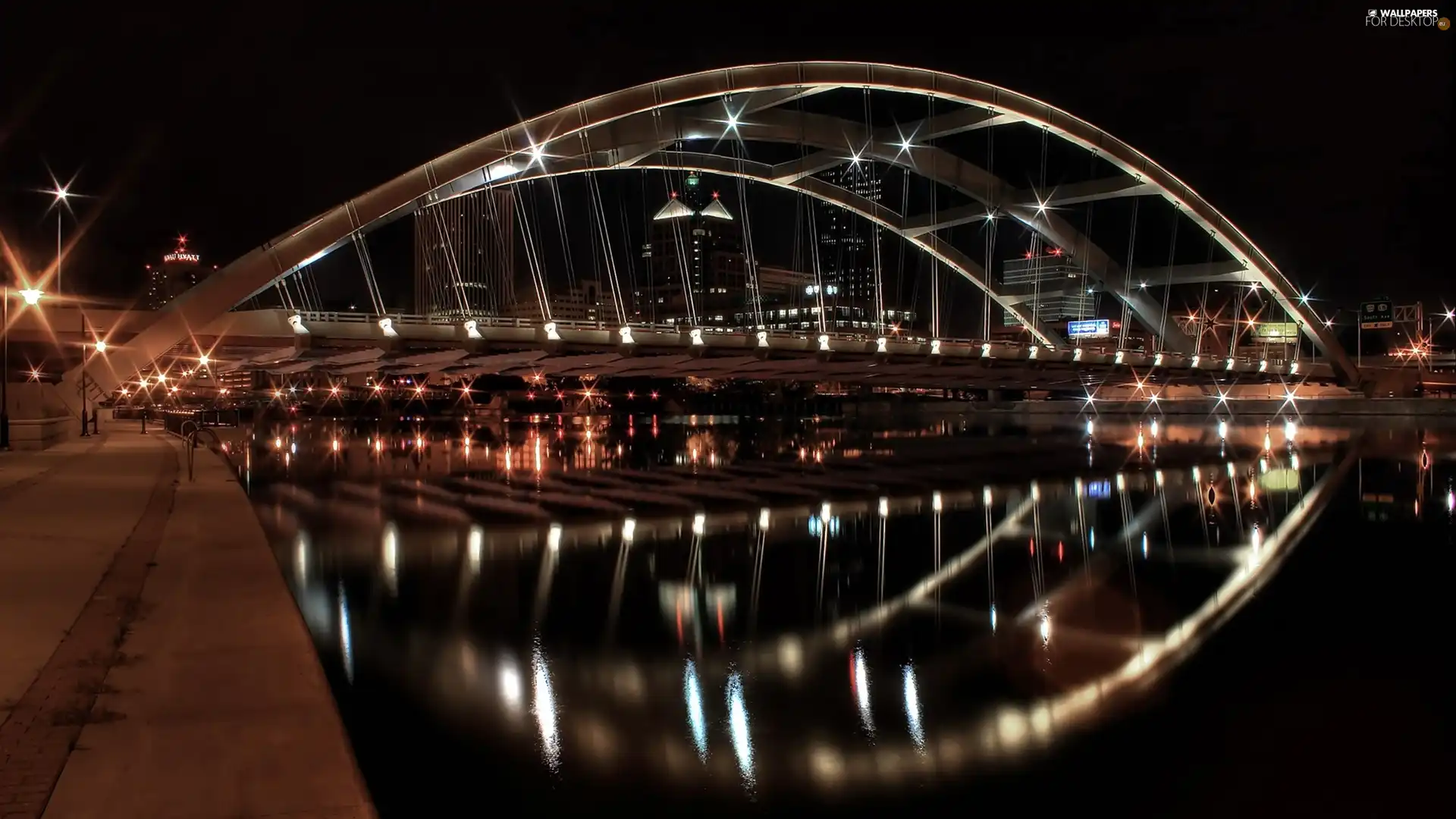 light, bridge, Night