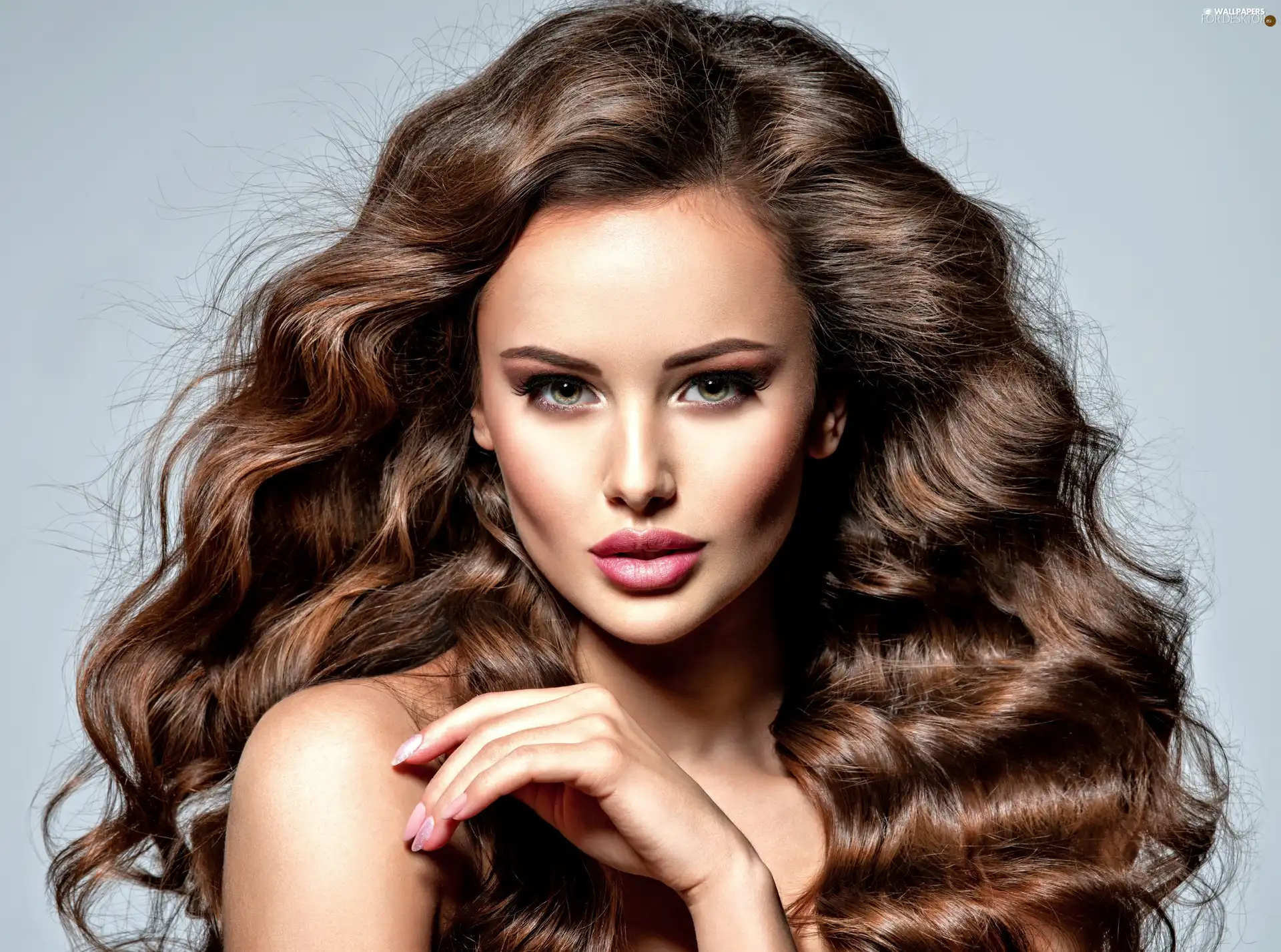 curls, make-up, light brown, Hair, Women
