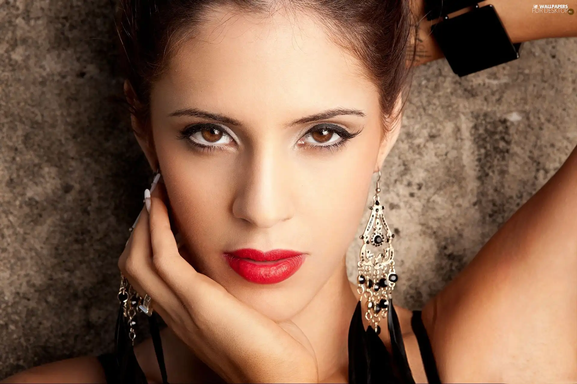 lips, ear-ring, Women, Red, Beauty