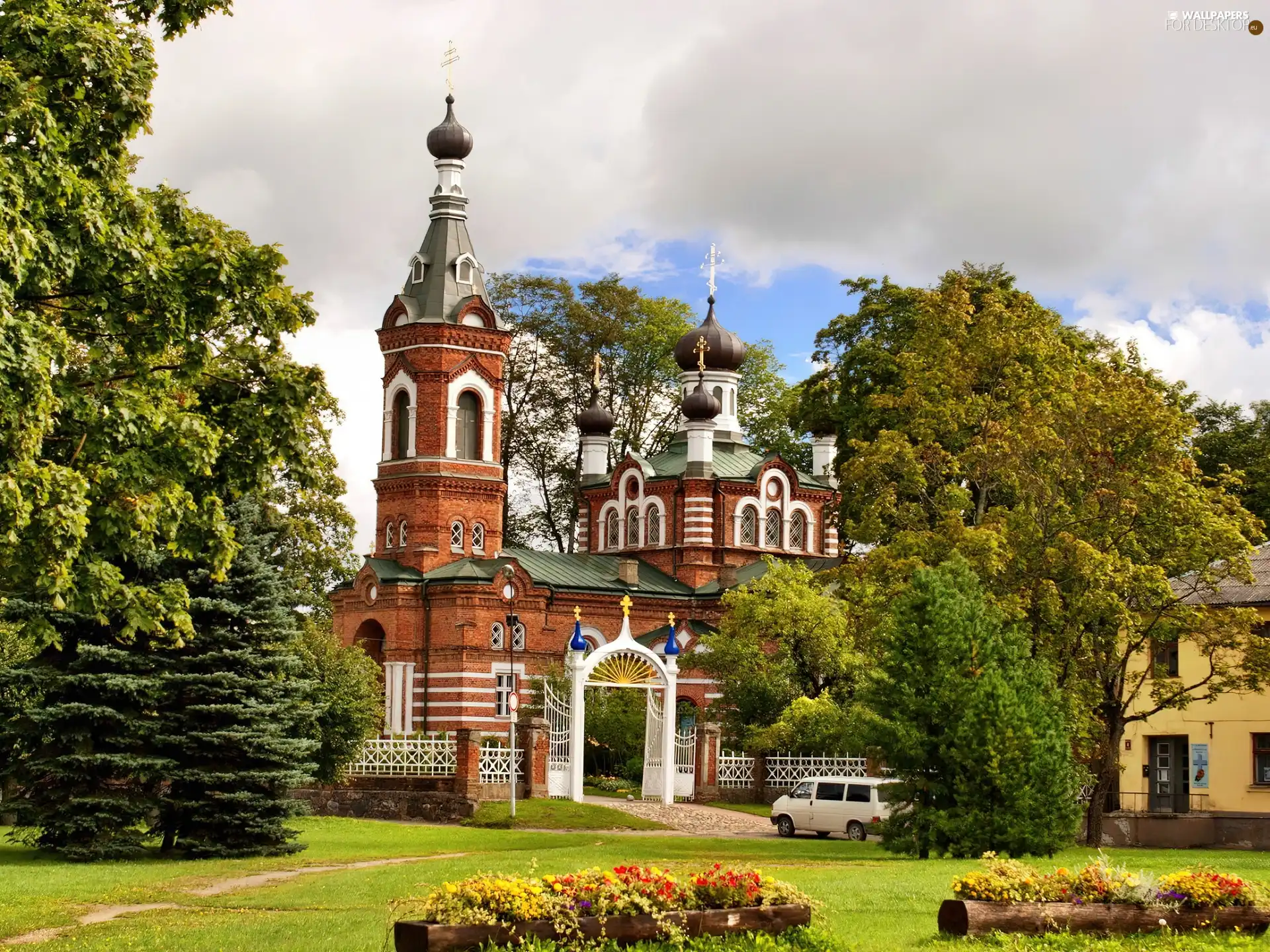 Cerkiew, viewes, Lithuania, trees