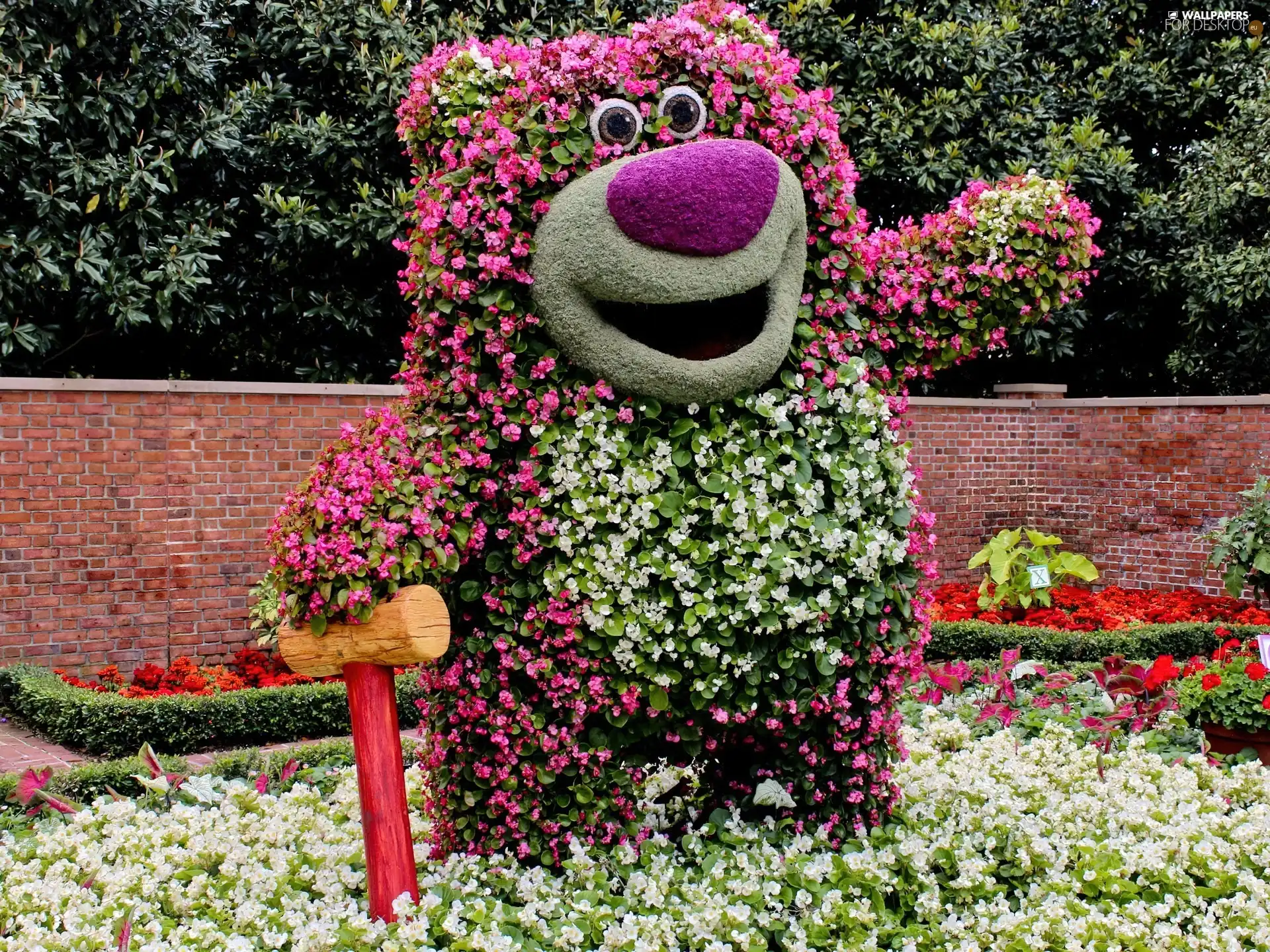 Garden, Flower, little bear, decoration