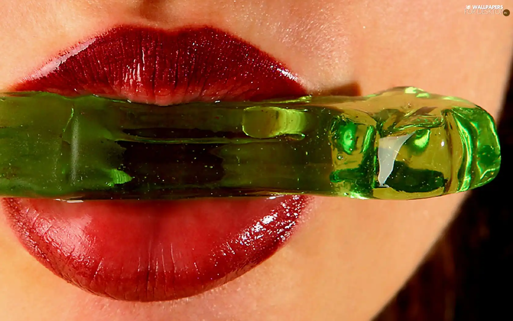 Women, Green, Lollipop, lips