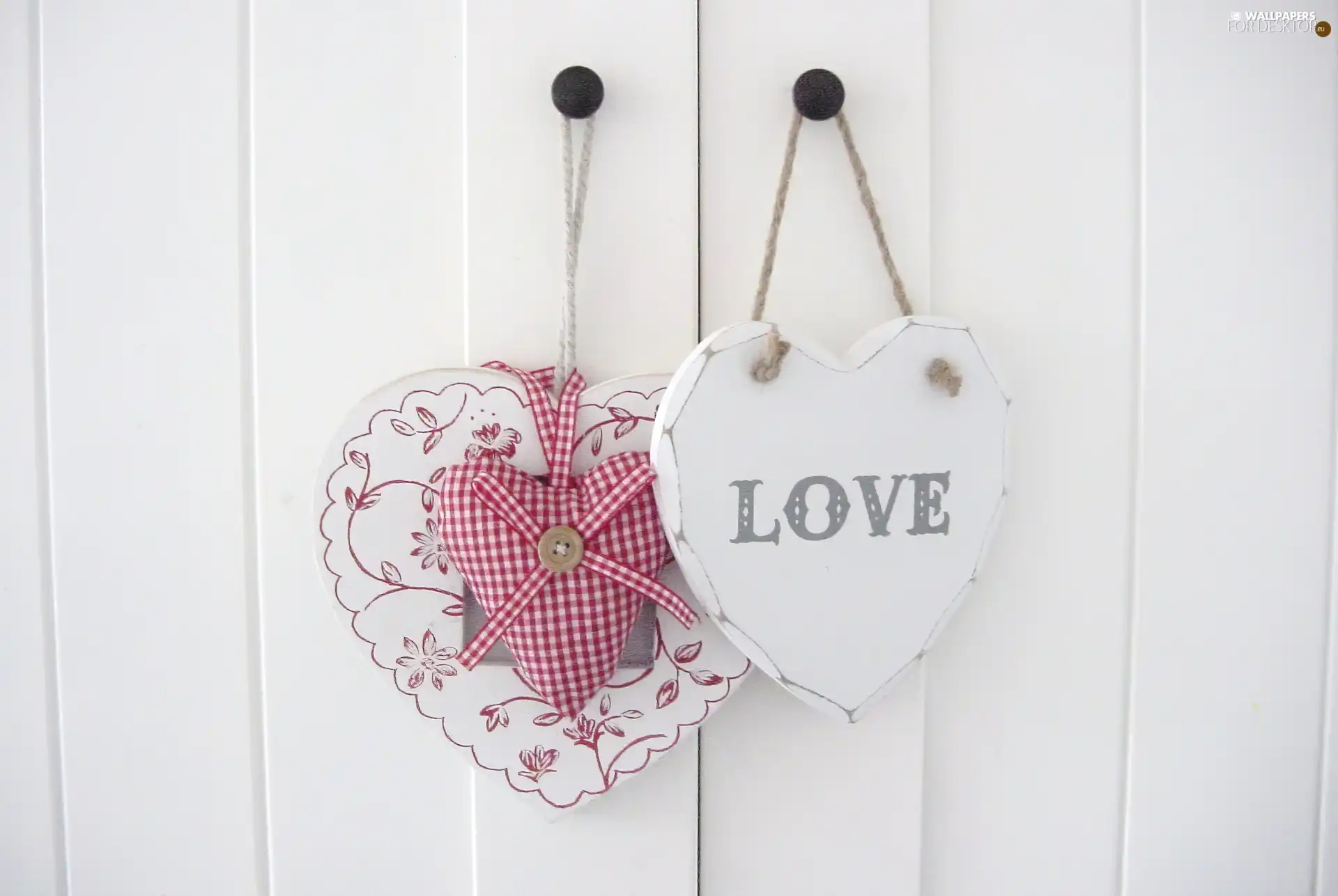 Wooden, hearts, love, wall