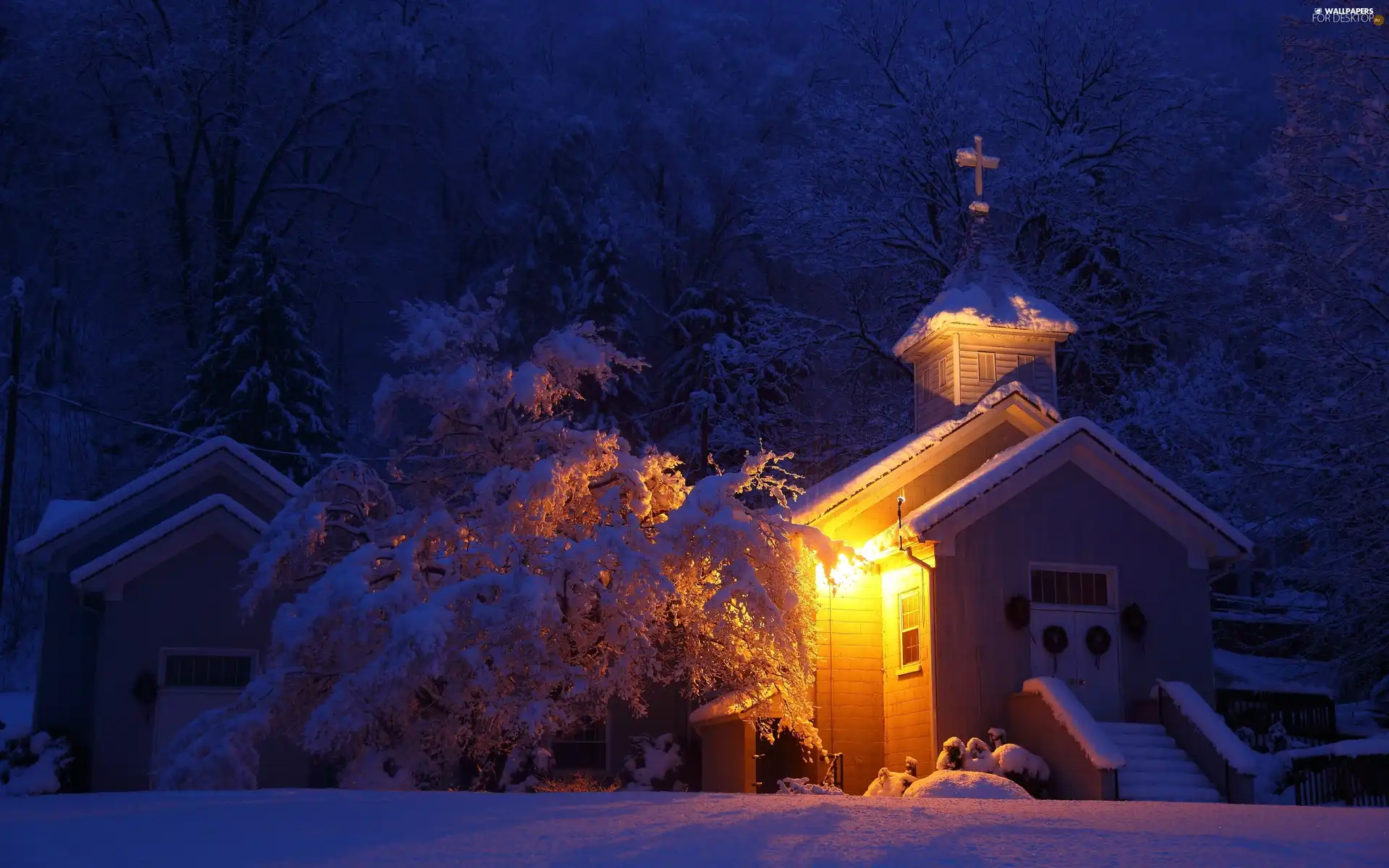 sun, church, luminosity, winter, flash, ligh