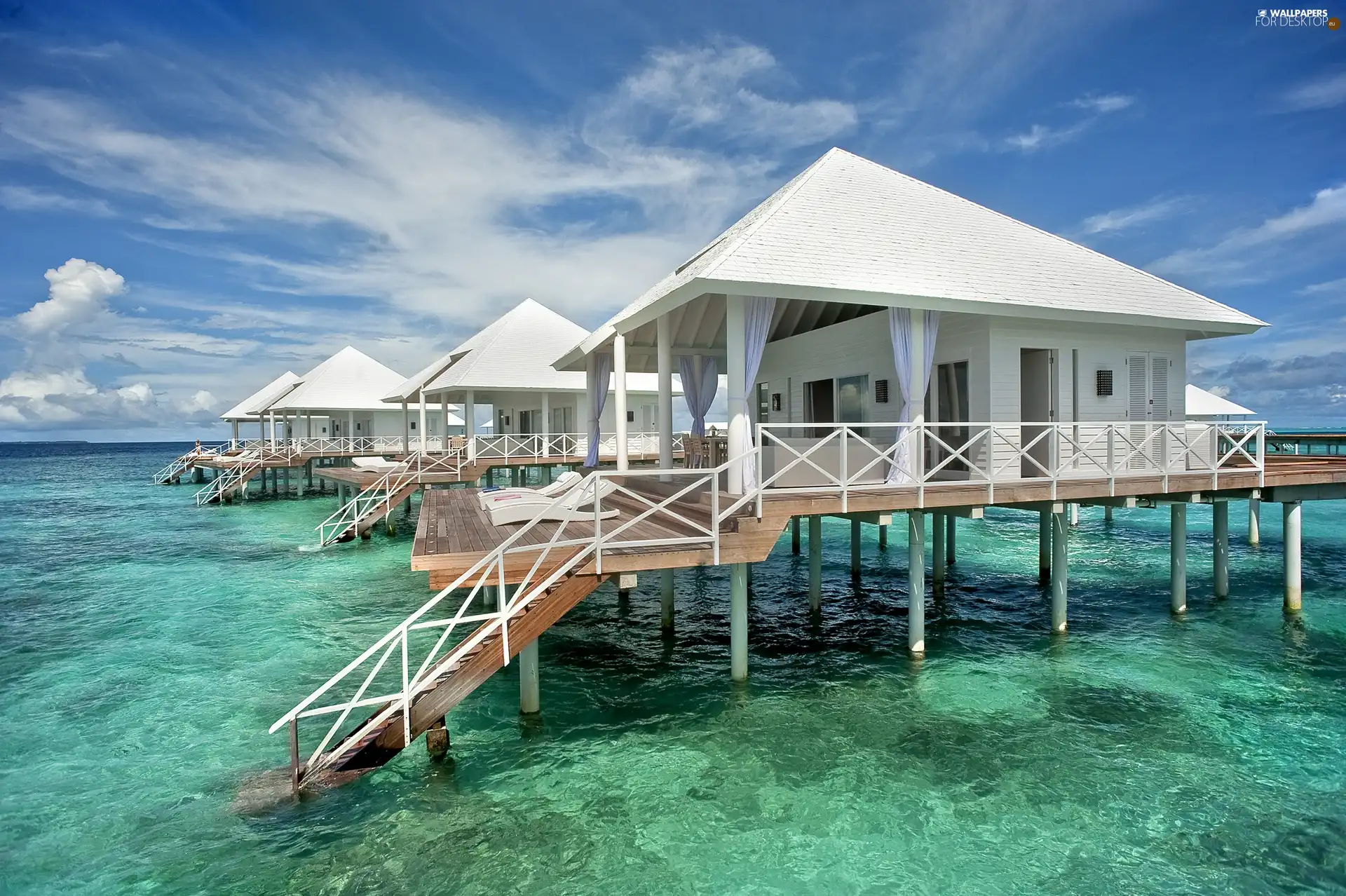 sea, Tropical, Maldives, Houses