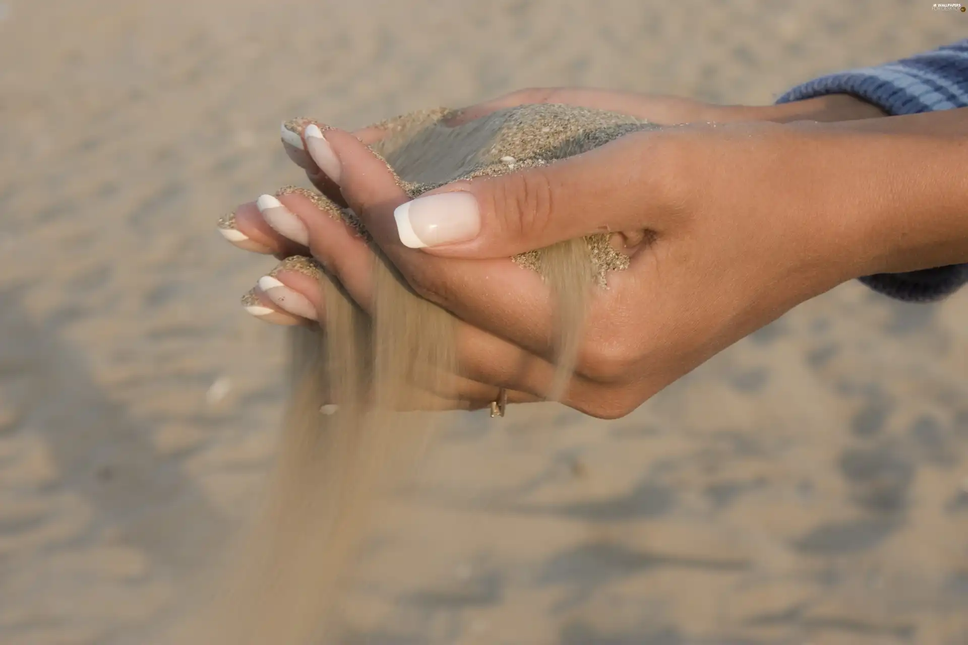 Manicure, Sand, hands