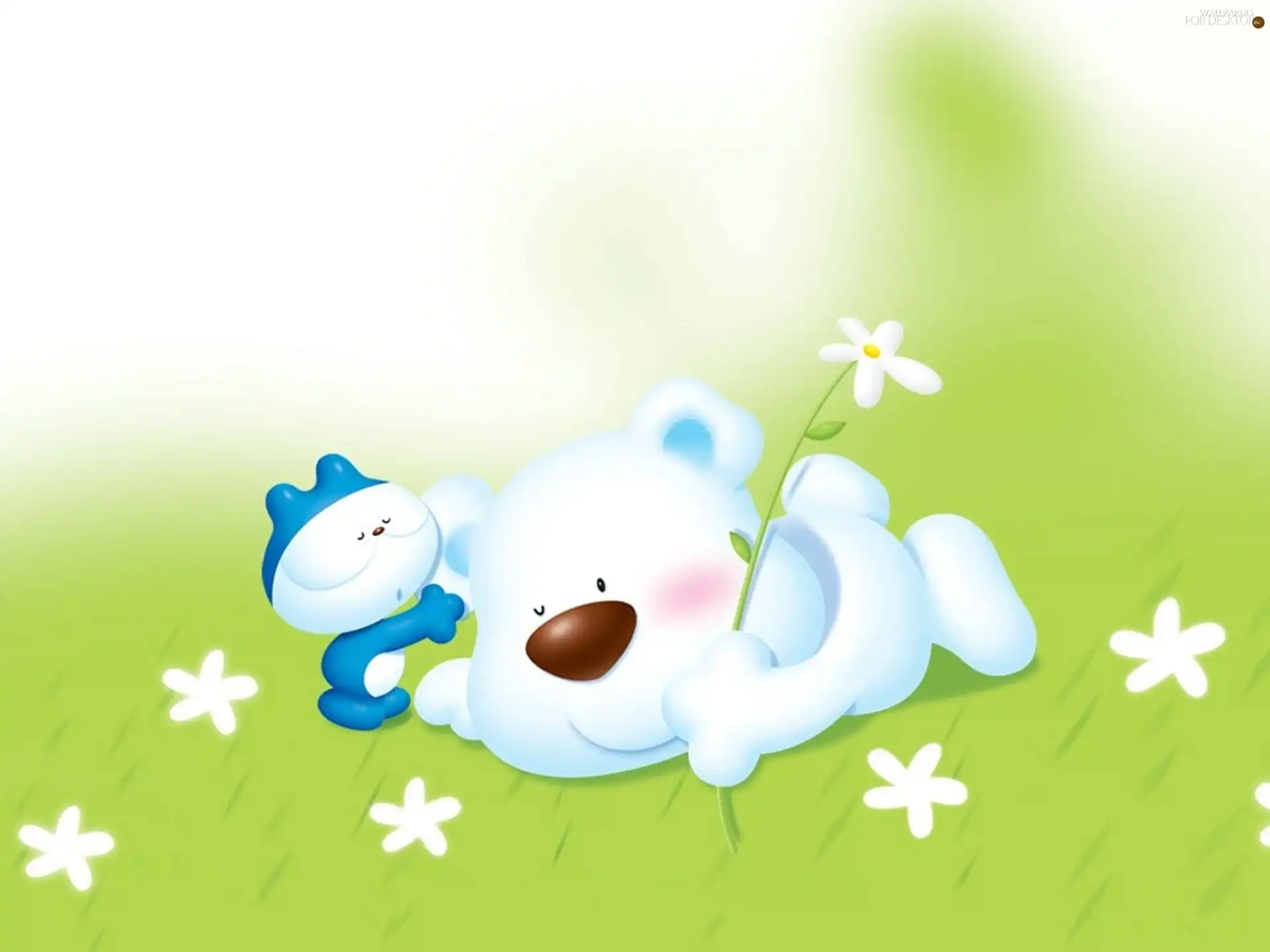 White, toy, Meadow, Teddy Bear