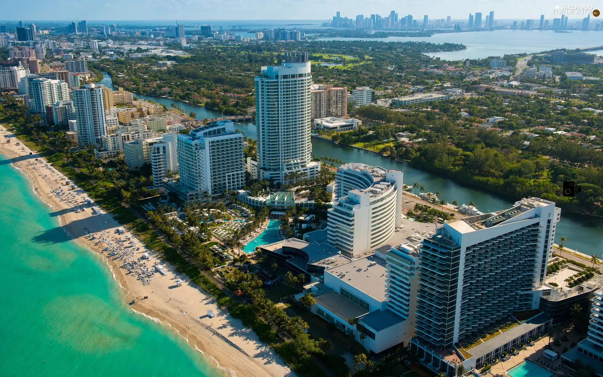 Miami, Floryda, Beaches, Ocean, skyscrapers