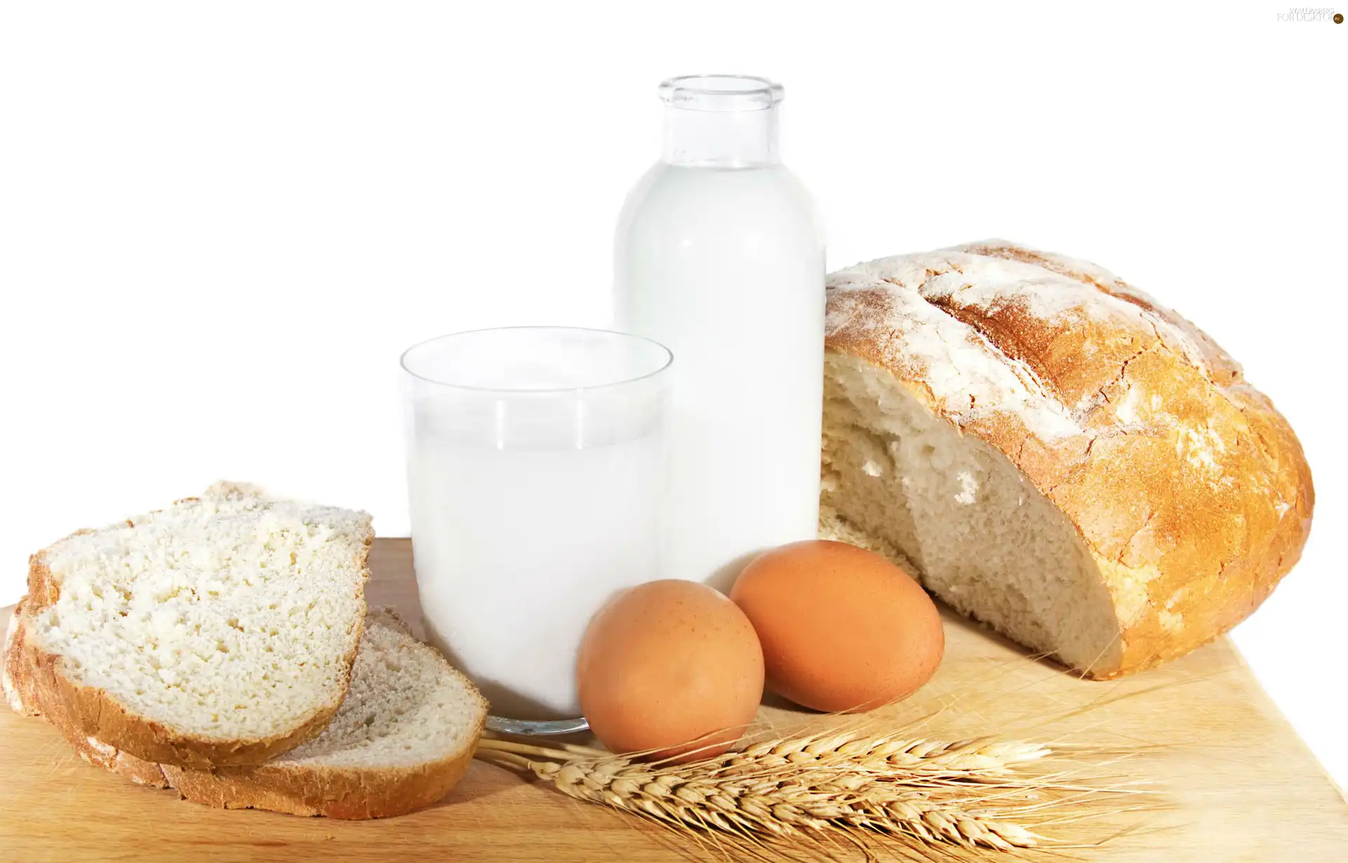 milk, bread, eggs