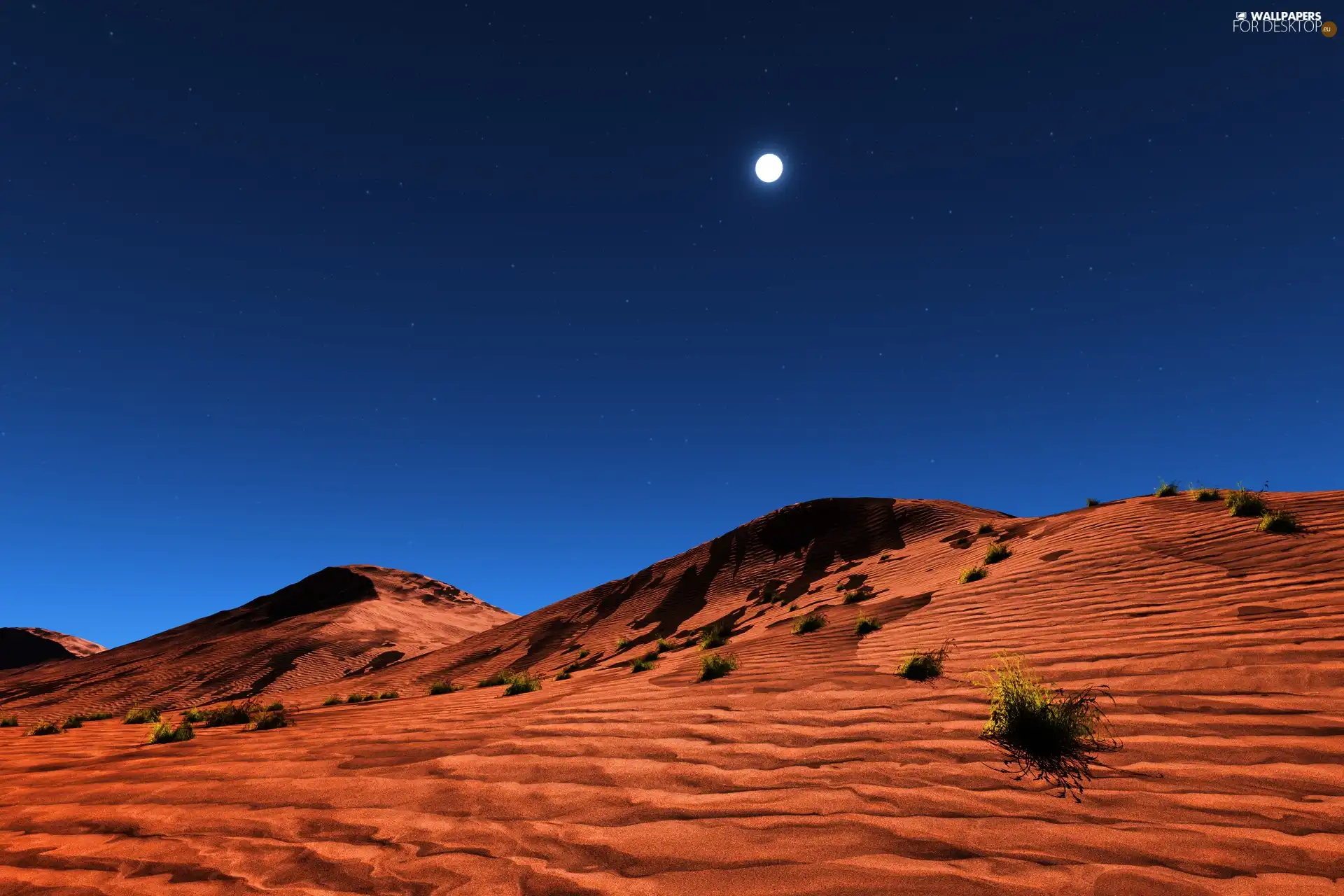 Desert, Sand, moon, Dunes
