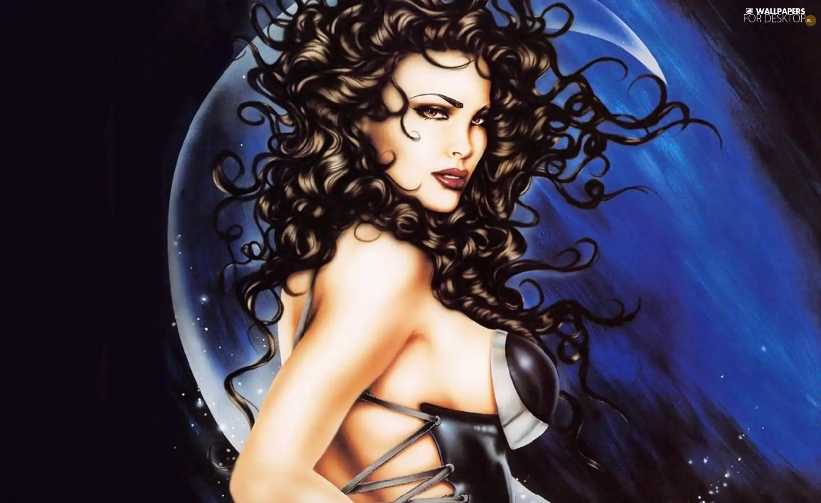 moon, Women, Hair