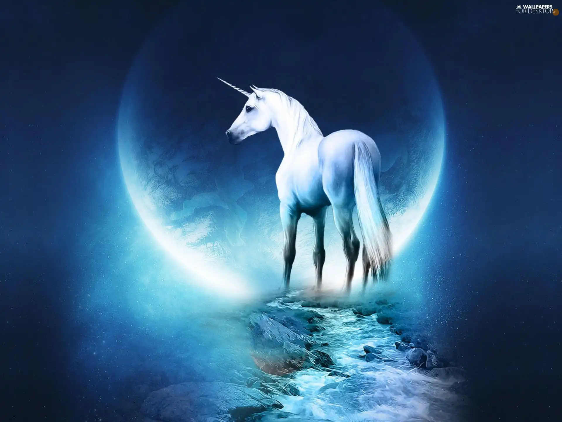 moon, unicorn, Way