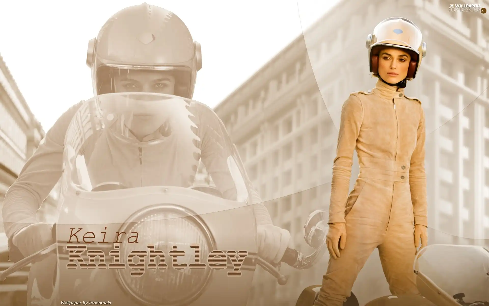 helmet, overalls, Ducati 750, motor-bike, Keira Knightley